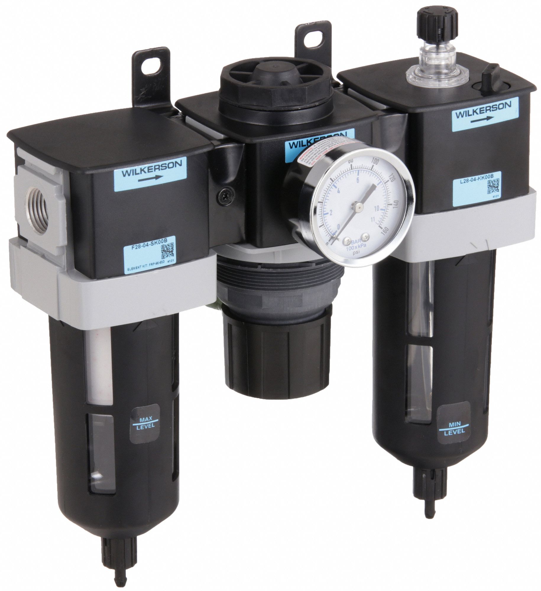 Filter/Regulator/Lubricator: 1/2 in NPT, 90 cfm, 150 psi Max Op Pressure, 5 micron