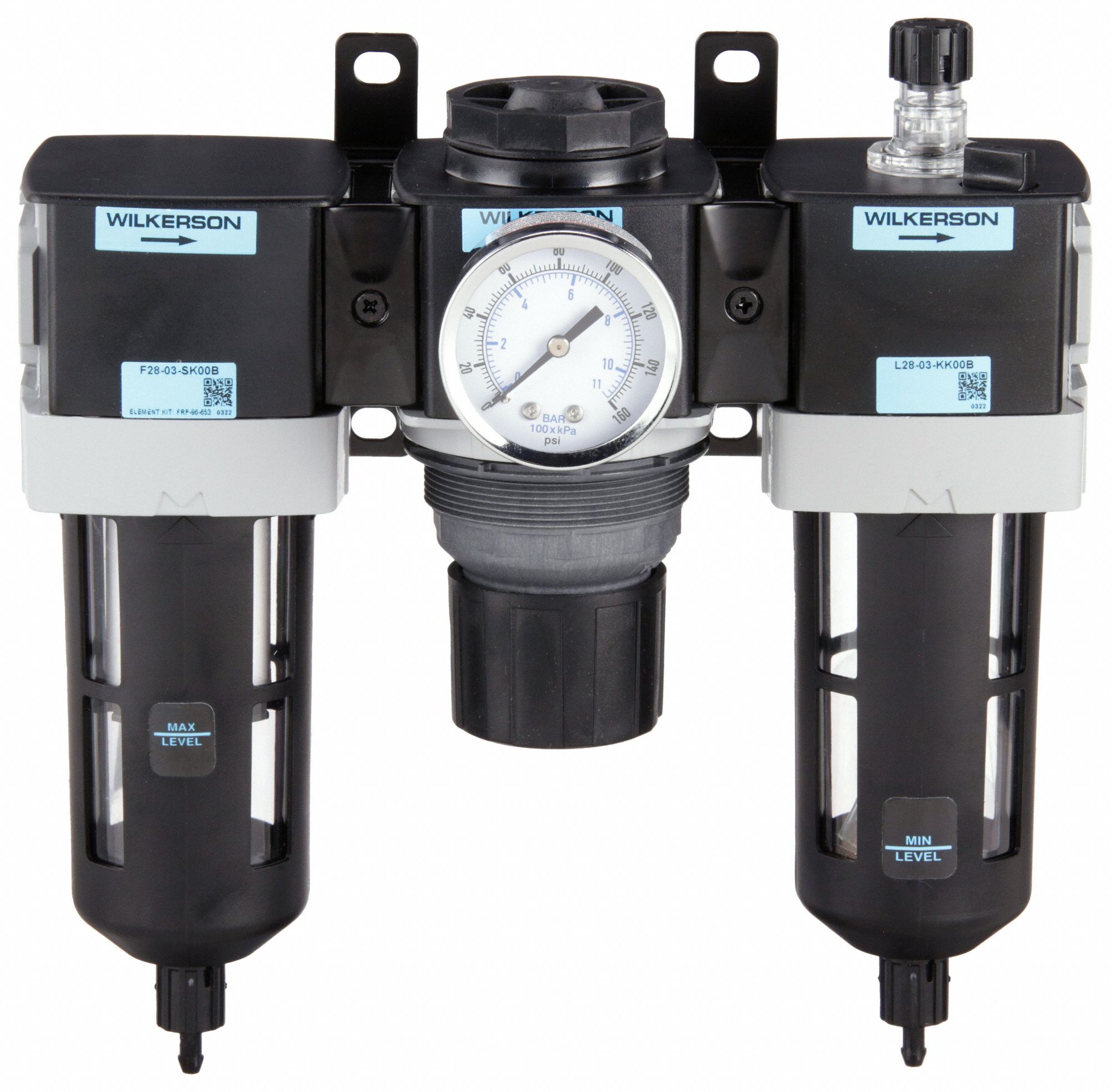 WILKERSON, 3/8 in NPT, 90 cfm, Filter/Regulator/Lubricator 55CP90C28