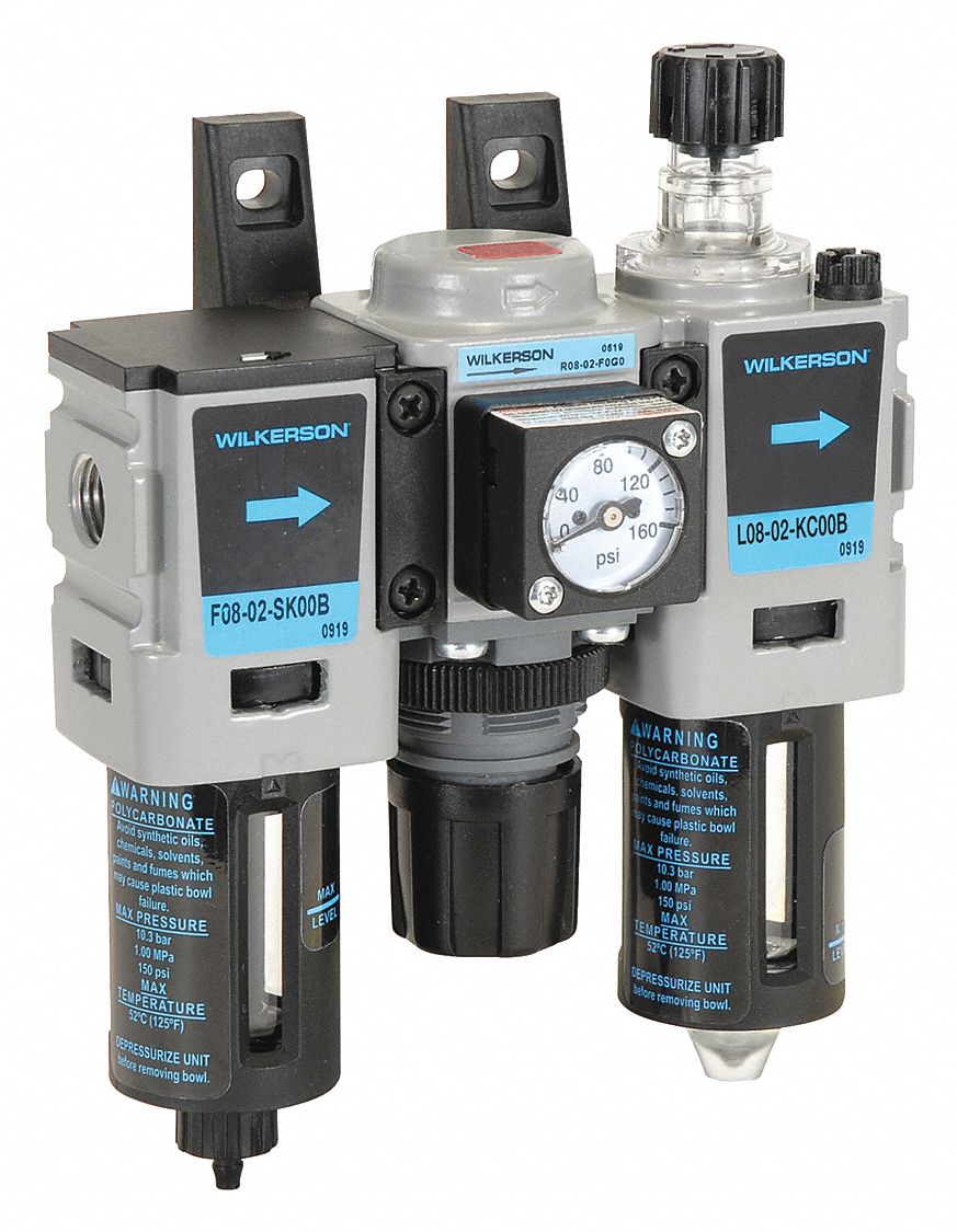 WILKERSON Filter/Regulator/Lubricator, 1/4 in NPT, 0 to 125 psi