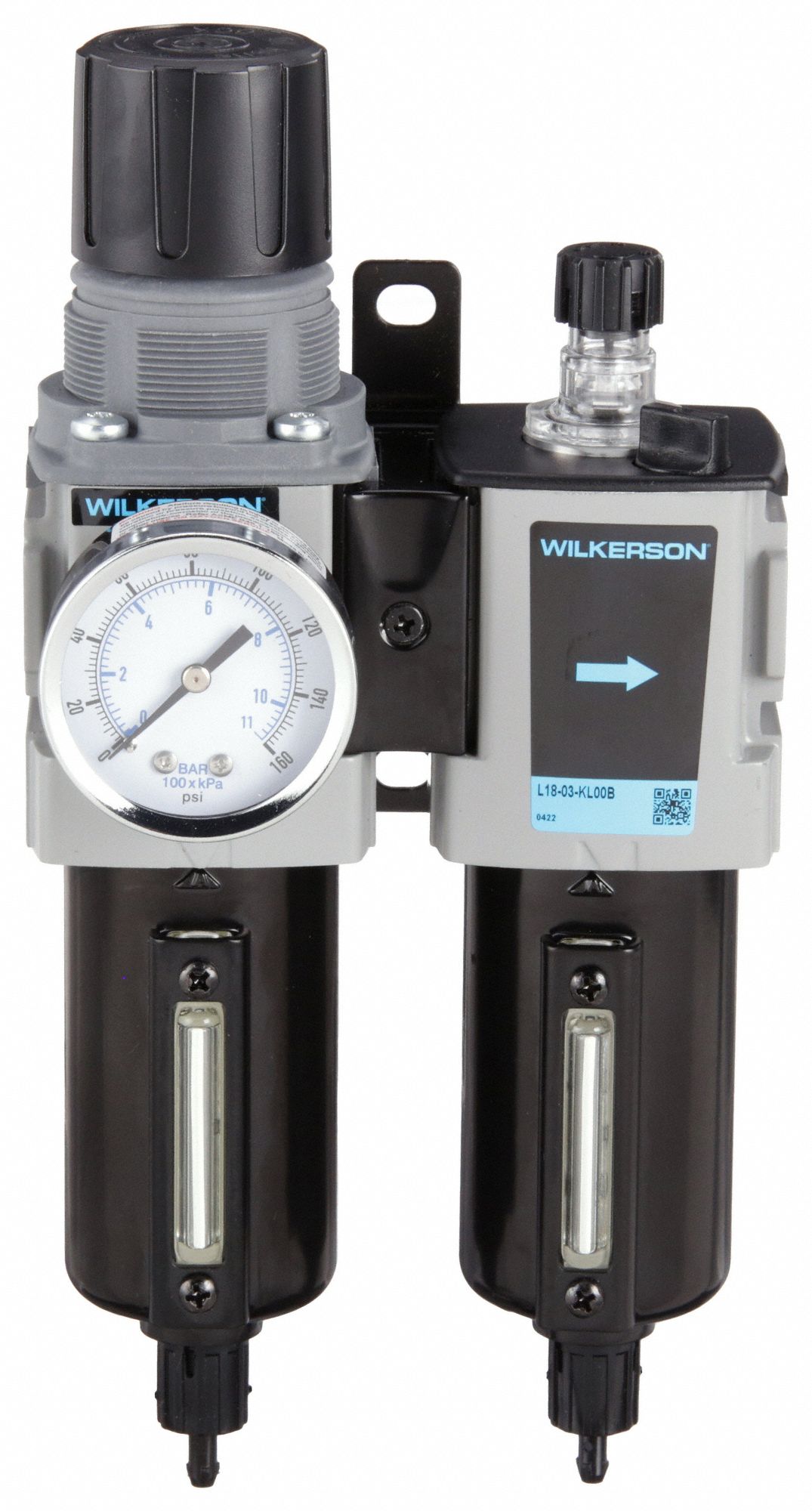 Filter/Regulator/Lubricator: 3/8 in NPT, 70 cfm, 250 psi Max Op Pressure, 5 micron