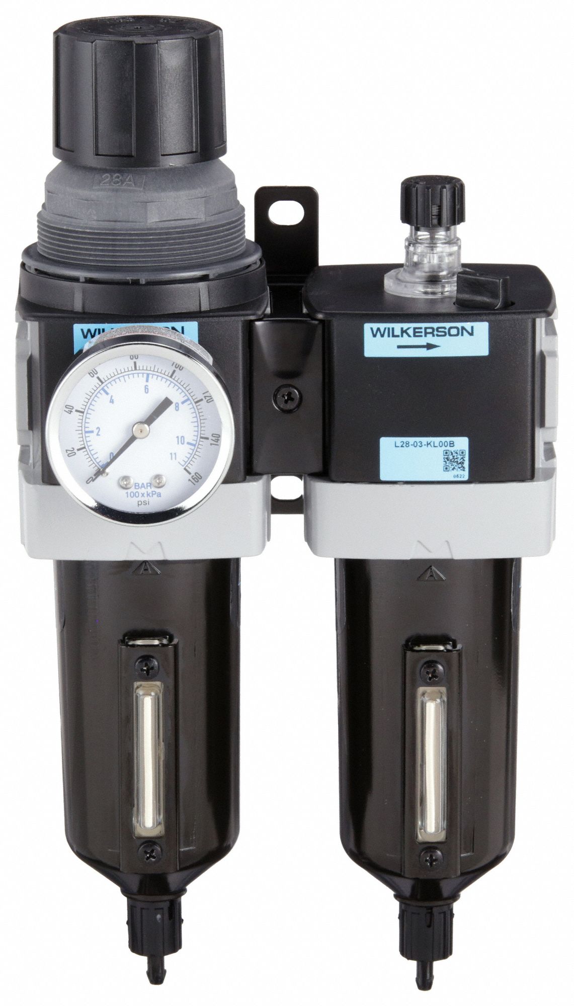 Filter/Regulator/Lubricator: 3/8 in NPT, 110 cfm, 250 psi Max Op Pressure, 5 micron