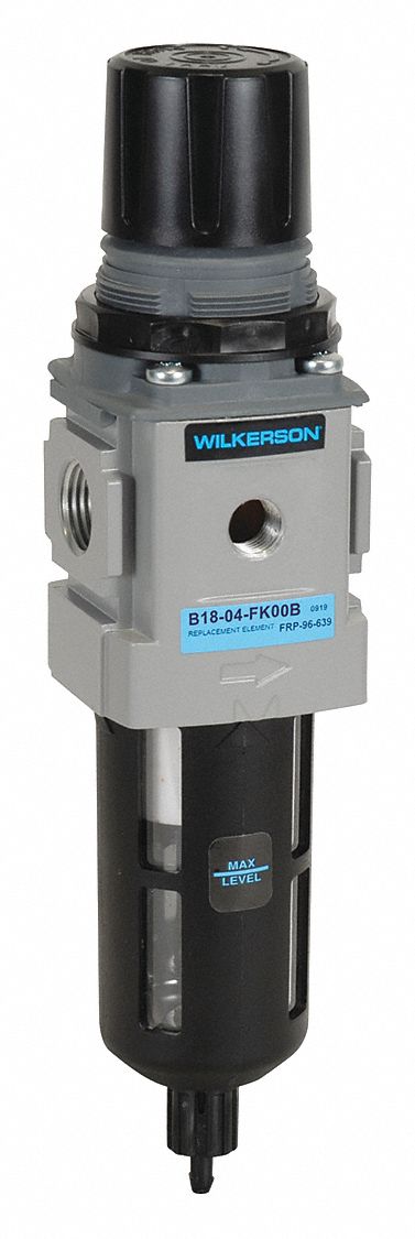 Filter-Regulator: B18 Series, 1/4 in NPT, 148 cfm, 5 micron, 0 psi to 125 psi, Aluminum