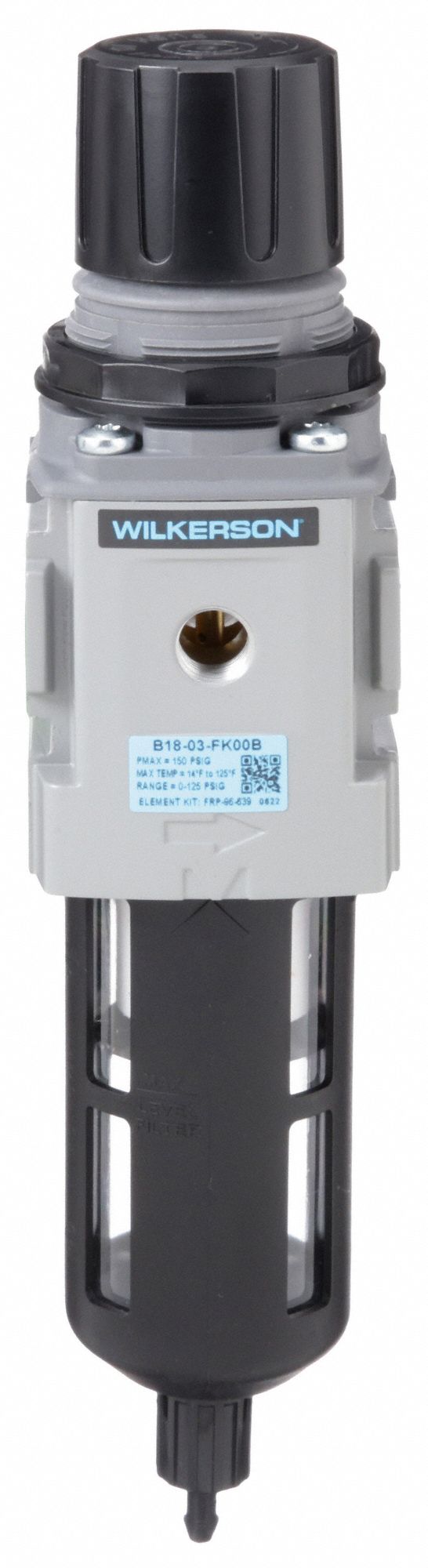 WILKERSON, 3/8 in NPT, 158 cfm, FilterRegulator 55CR15B1803FK00B