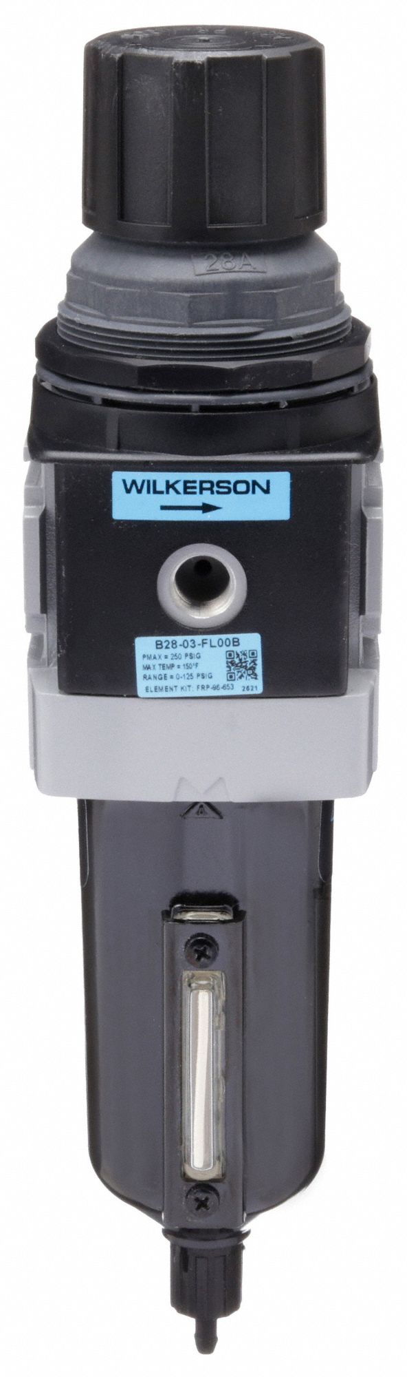 WILKERSON, 3/8 in NPT, 200 cfm, FilterRegulator 55CR21B2803FL00B