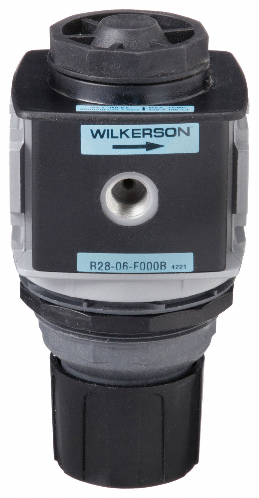 Compressed Air Regulator: Aluminum, 3/4 in NPT, 300 cfm, 300 psi Max Op Pressure, Knob