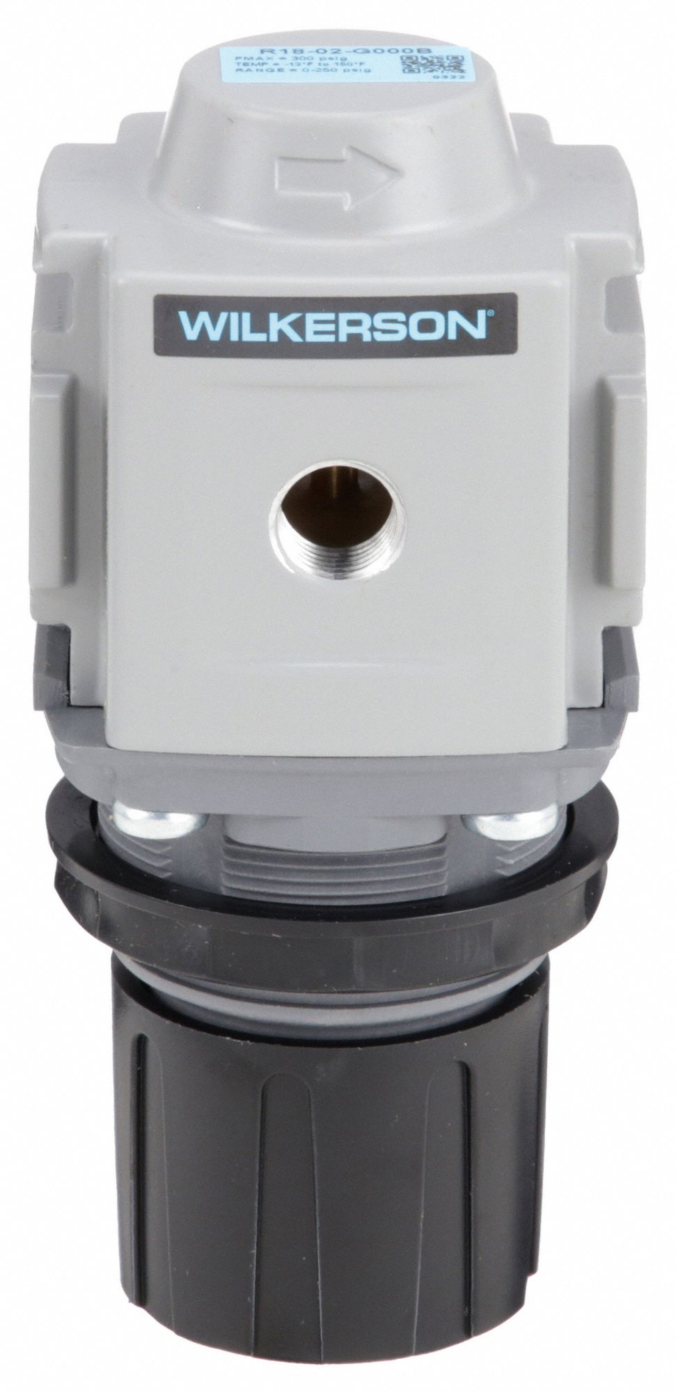 Compressed Air Regulator: Aluminum, 1/2 in NPT, 180 cfm, 300 psi Max Op Pressure, Knob