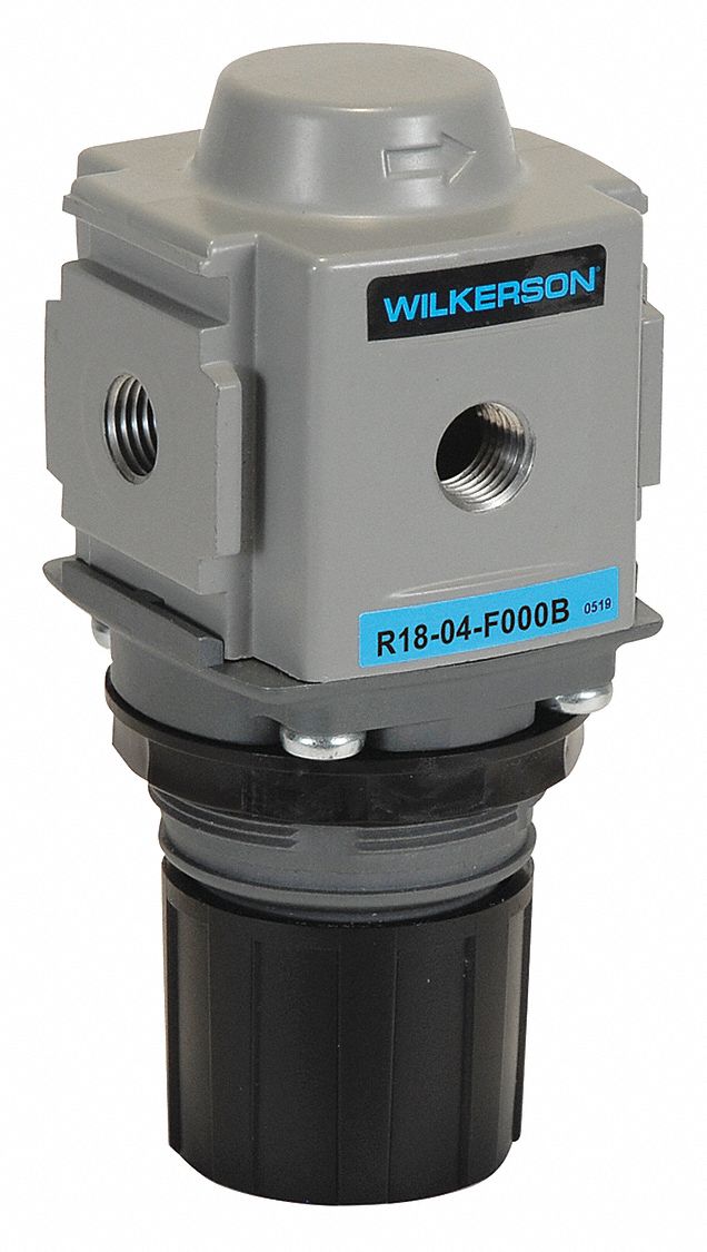 ONE USED WILKERSON AIR REGULATOR R18-02-F000 WITH ASHCROFT GAUGE 595-06. 