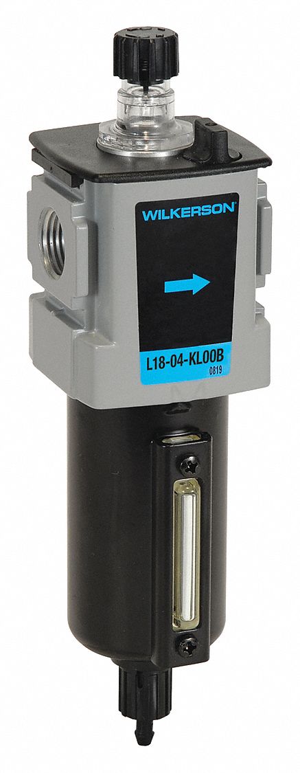 Compressed Air Lubricator: Micro Mist, 1/2 in NPT, 96 cfm, 250 psi Max Op Pressure, Knob