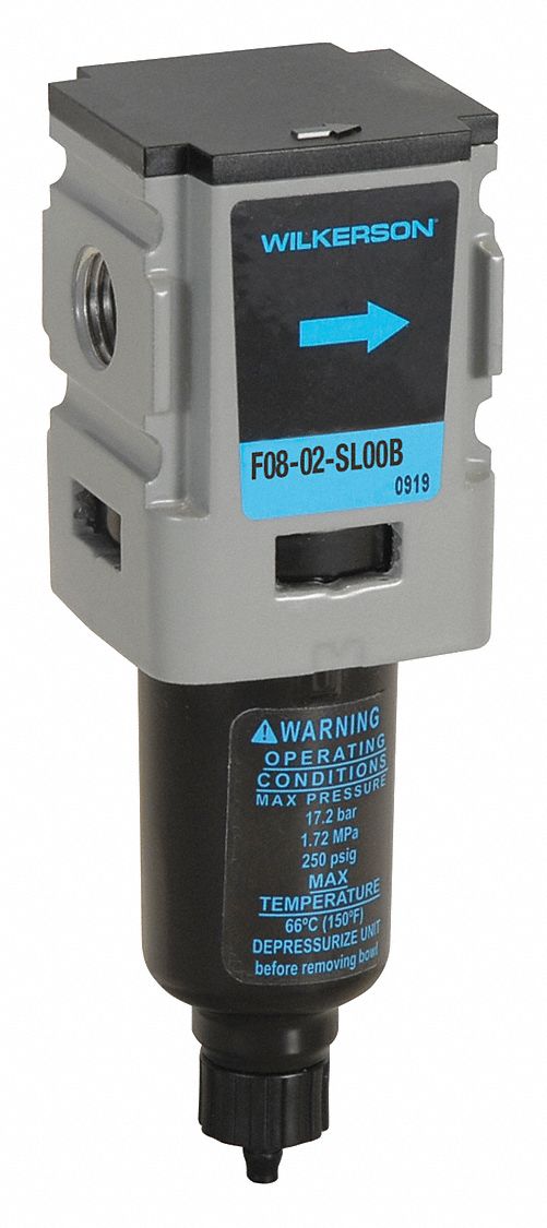 Wilkerson F0802SL00B Wilkerson Compressed Air Filter Particulate, 1/4 in NPT, 5 micron, 42