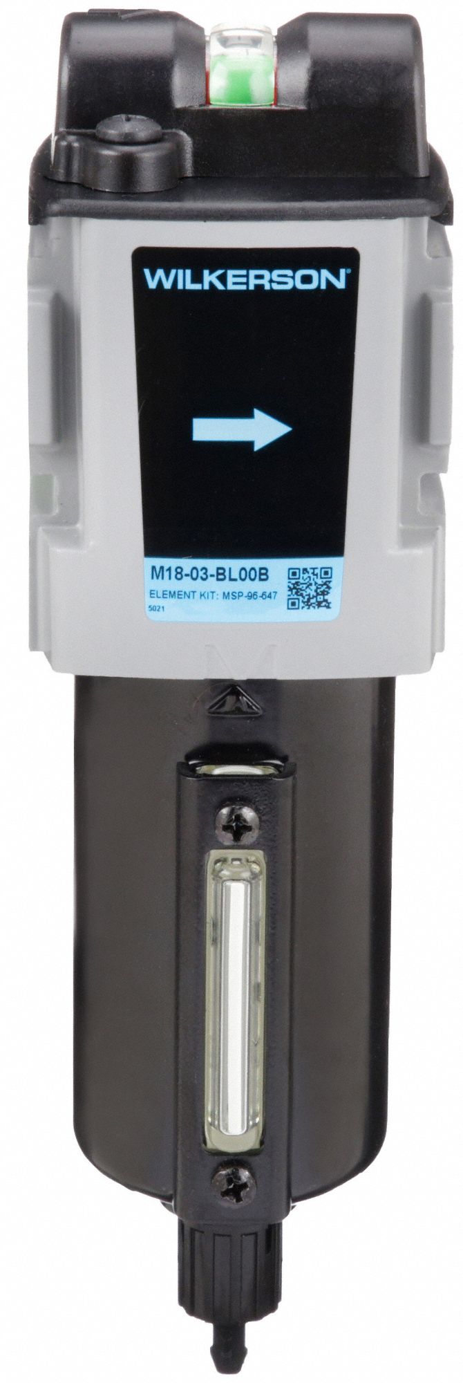 Compressed Air Filter: Coalescing, 3/8 in NPT, 0.5 micron, 85 cfm, 150 psi Max Op Pressure