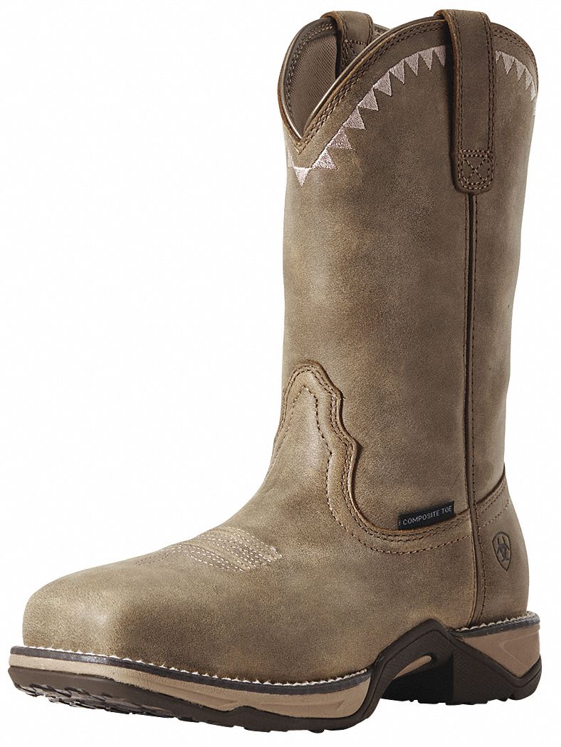 Wellington Boot: Women's, Size 5 1/2, B, Brown, Composite Toe Cap, Removable Insole