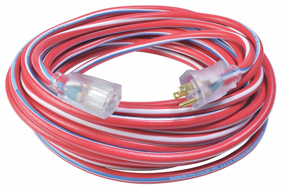 SOUTHWIRE, 12/3 SJTW 50' RED/WHITE OUTDOOR EXTENSION CORD WITH