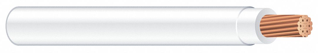 Building Wire: Copper, 10 AWG, 1 Conductors, Stranded, White, 500 ft Lg, XHHW