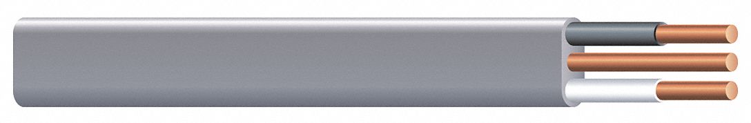 Underground Feeder Cable: UF-B, 10 AWG, 2 Conductors, Black/White, 1, 000 ft Overall Lg