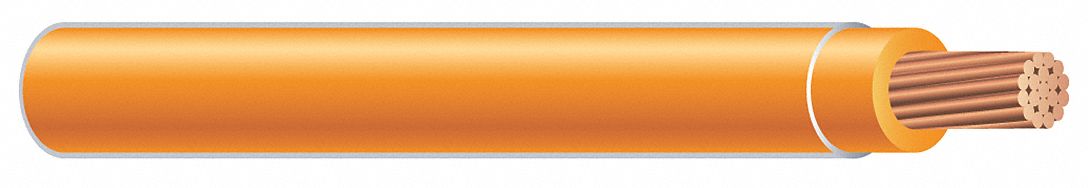 Building Wire: Copper, 10 AWG, 1 Conductors, Stranded, Orange, 1, 250 ft Lg, THHN