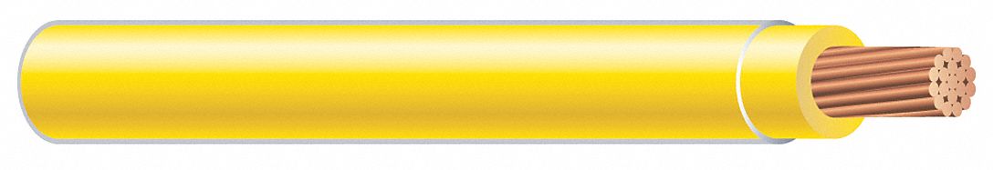 Building Wire: Copper, 10 AWG, 1 Conductors, Stranded, Yellow, 1, 250 ft Lg, THHN