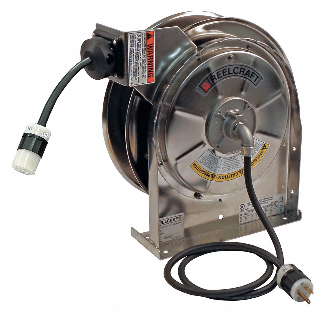 REELCRAFT Extension Cord Reel, Spring Retraction, 125V AC, Single