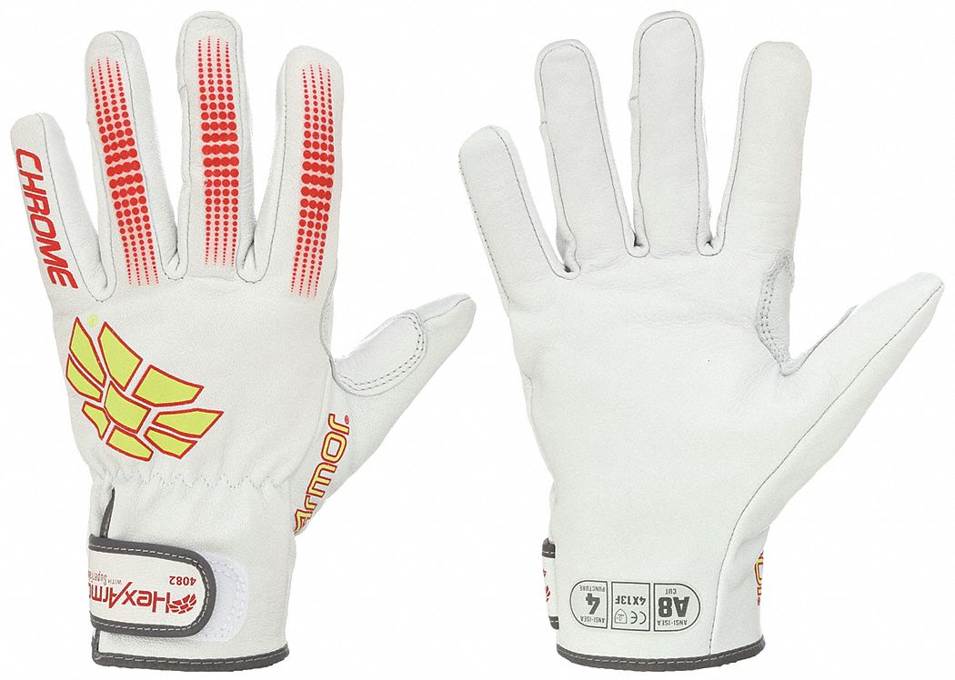 Leather Gloves: 2XL ( 11 ), 20°F Min Temp, ANSI Cut Level A8, Premium, Drivers Glove, 1 PR