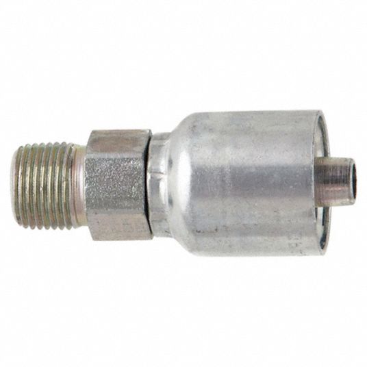 PARKER Hydraulic Crimp Fitting: Steel x Steel, Straight, -8 For Hose Dash  Size, Male x Genderless