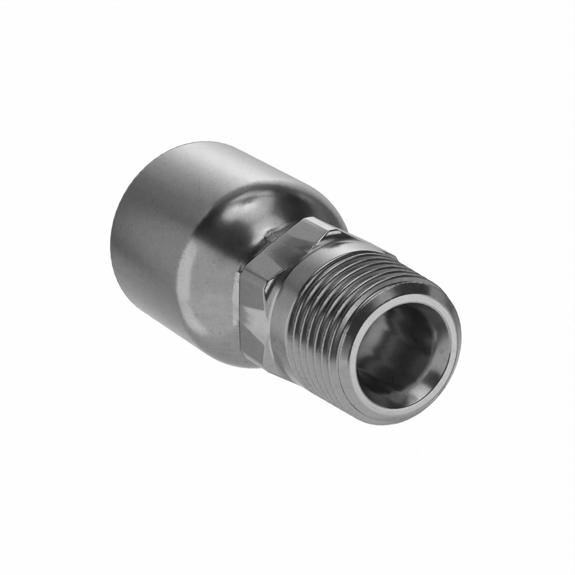 Hydraulic Crimp Fitting: Steel x Steel, Straight, -4 For Hose Dash Size, Male x Genderless