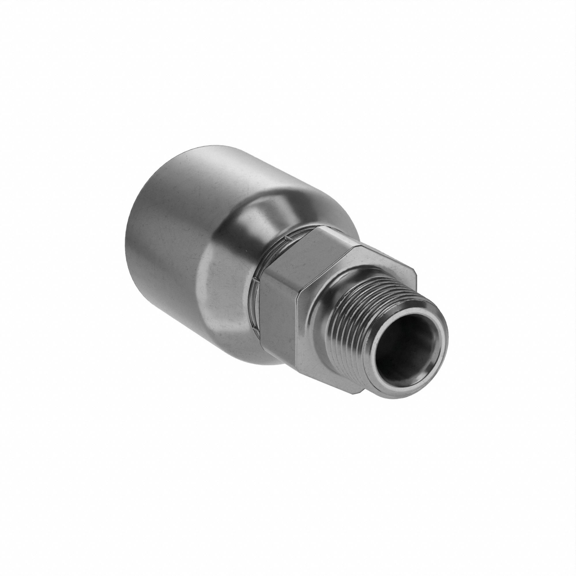 Hydraulic Crimp Fitting: Steel x Steel, Straight, -8 For Hose Dash Size, Male x Genderless