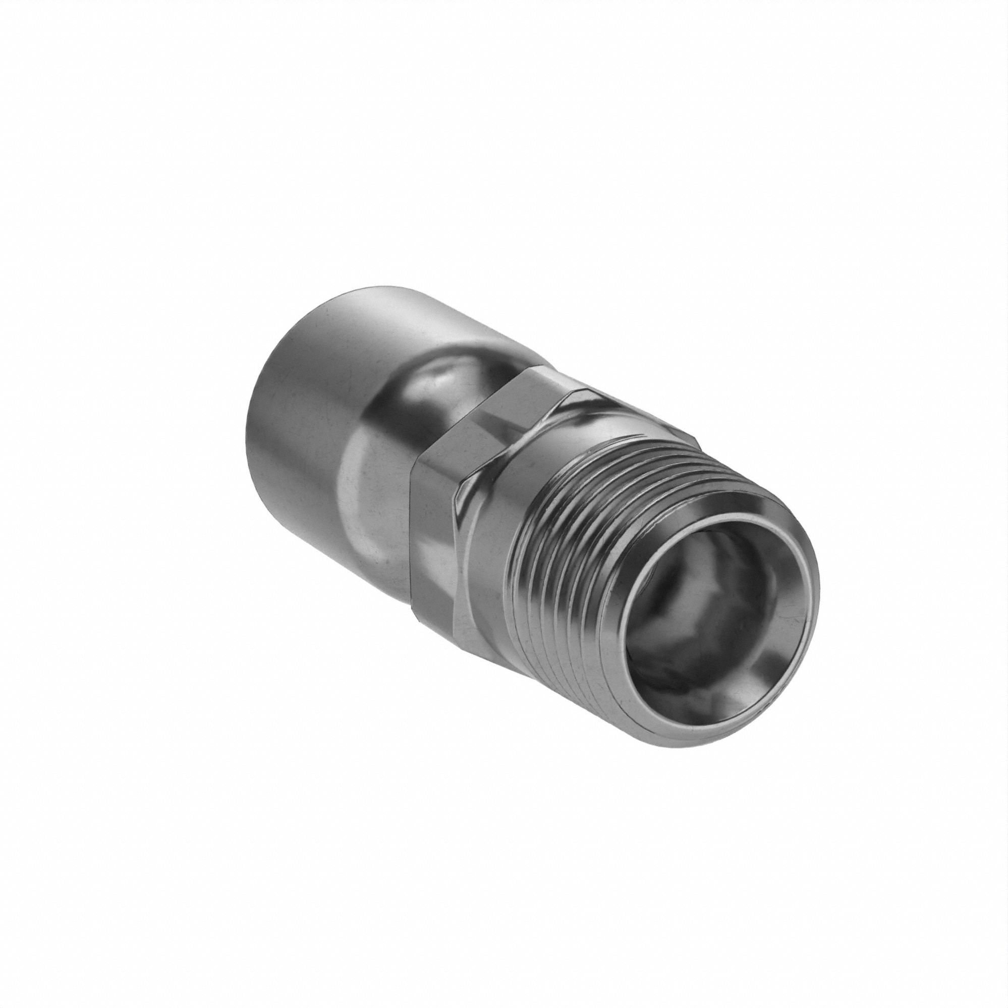 Hydraulic Crimp Fitting: Steel x Steel, Straight, -4 For Hose Dash Size, Male x Genderless