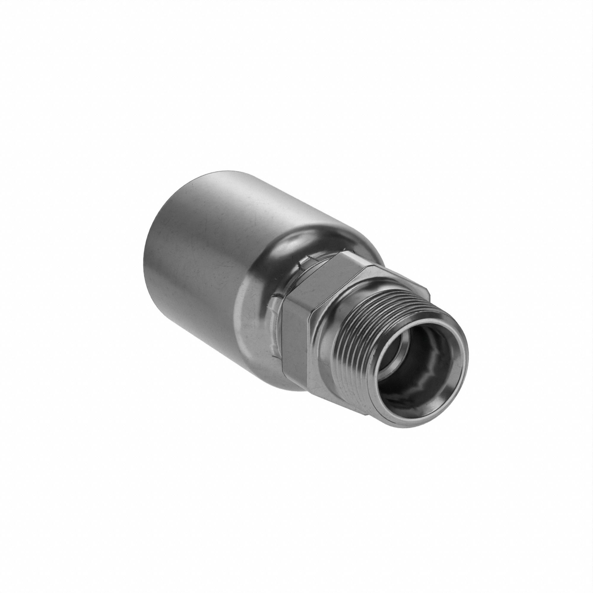 Hydraulic Crimp Fitting: Steel x Steel, Straight, -12 For Hose Dash Size, Male x Genderless