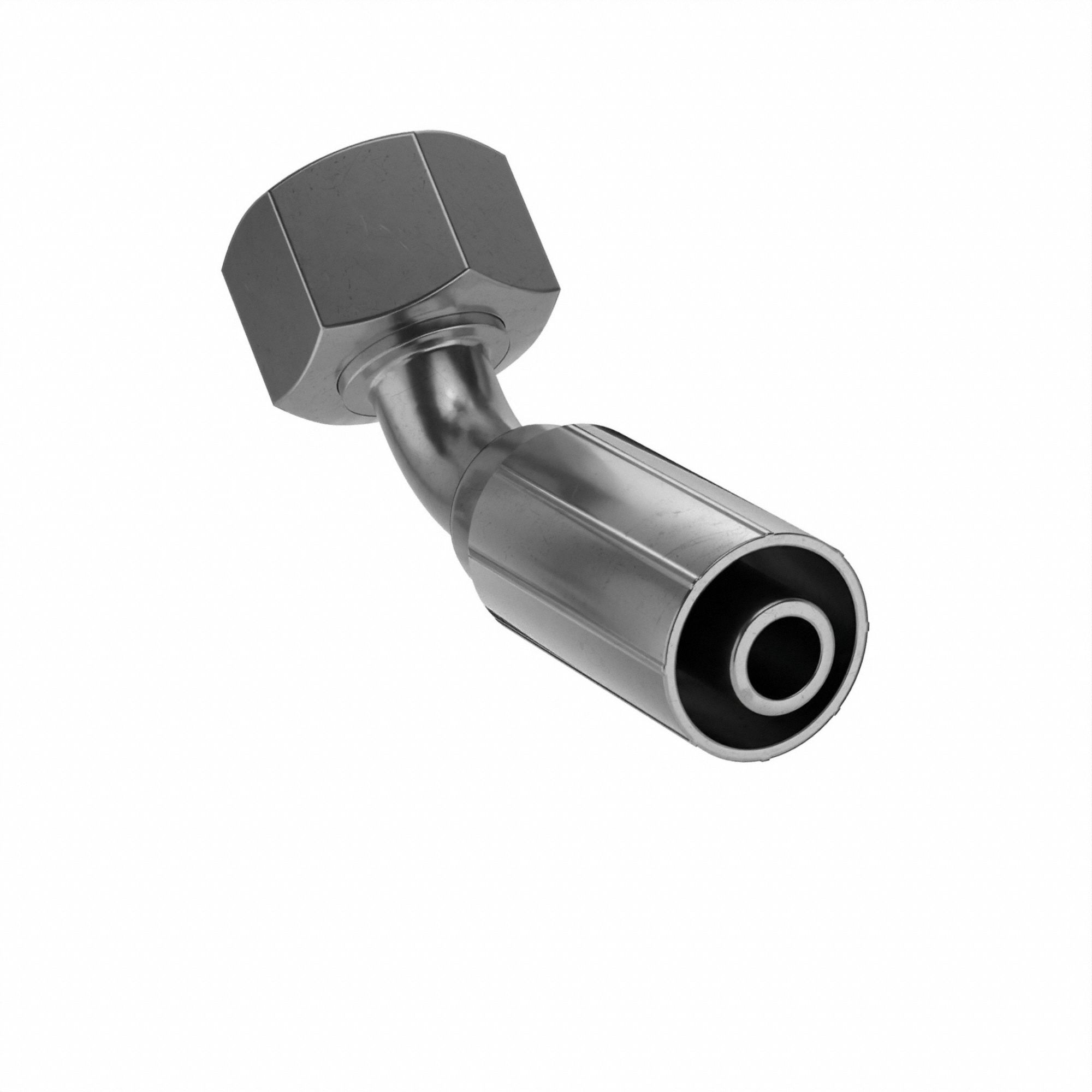 Hydraulic Crimp Fitting: Steel x Steel, 45° Elbow, -8 For Hose Dash Size, Female x Genderless