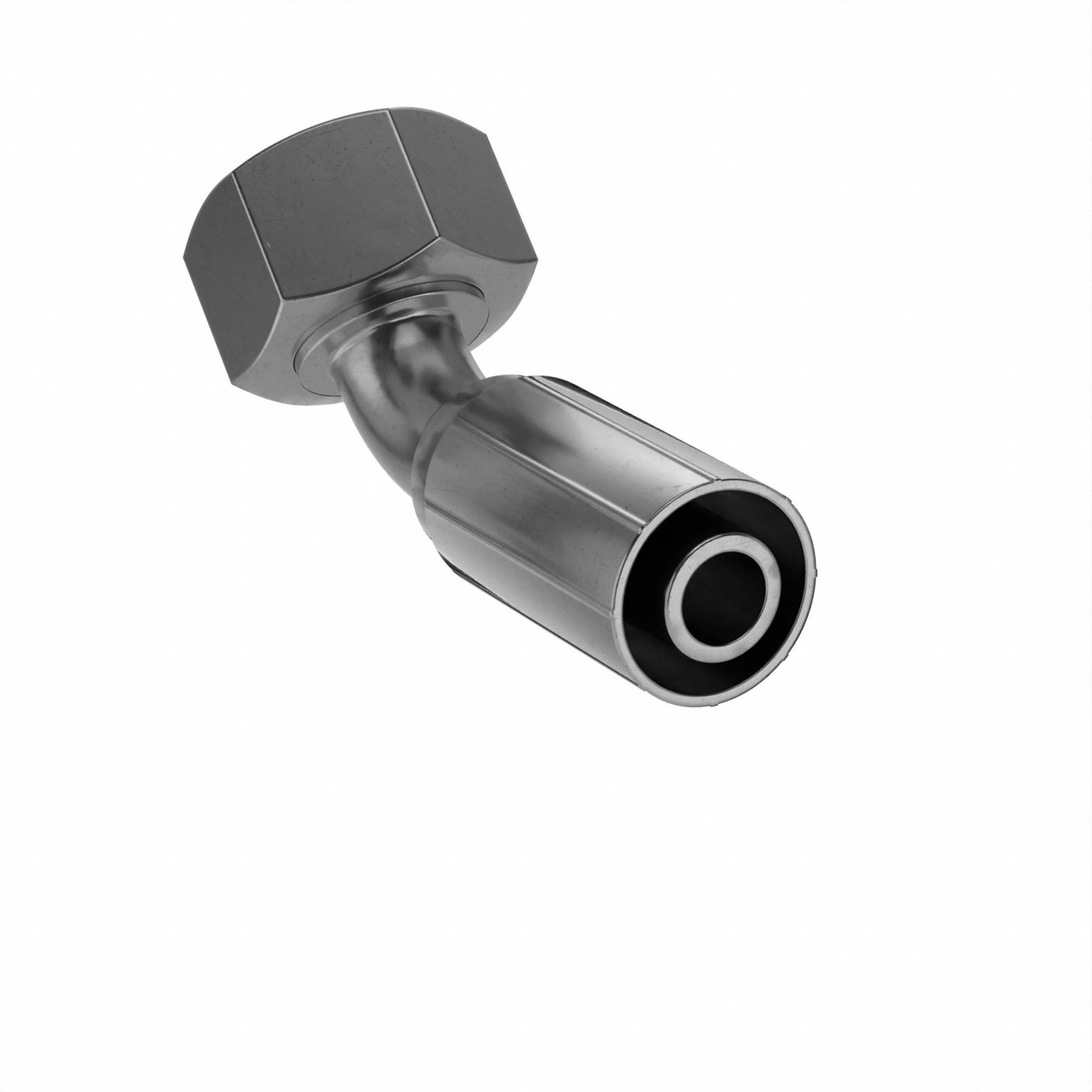 Hydraulic Crimp Fitting: Steel x Steel, 45° Elbow, -10 For Hose Dash Size, Metric x Crimp