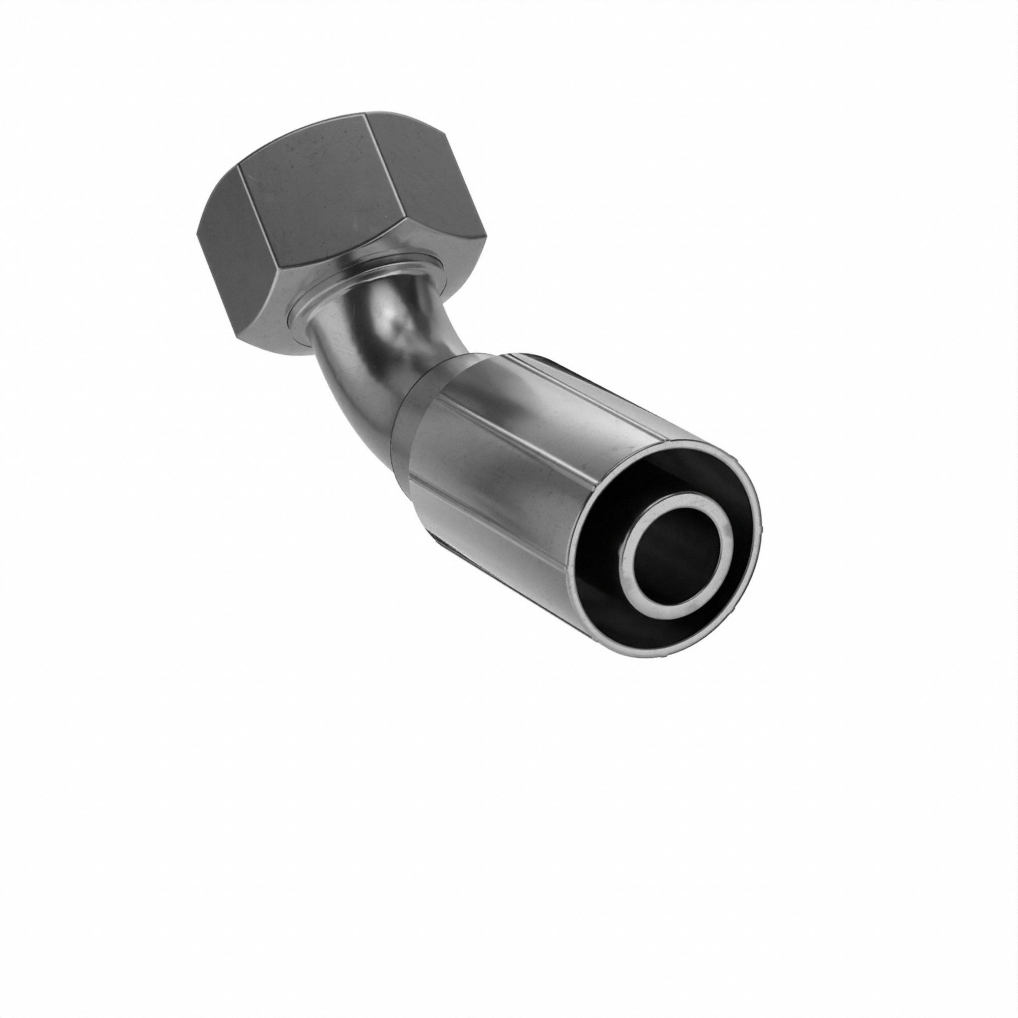 Hydraulic Crimp Fitting: Steel x Steel, 45° Elbow, -12 For Hose Dash Size, Metric x Crimp