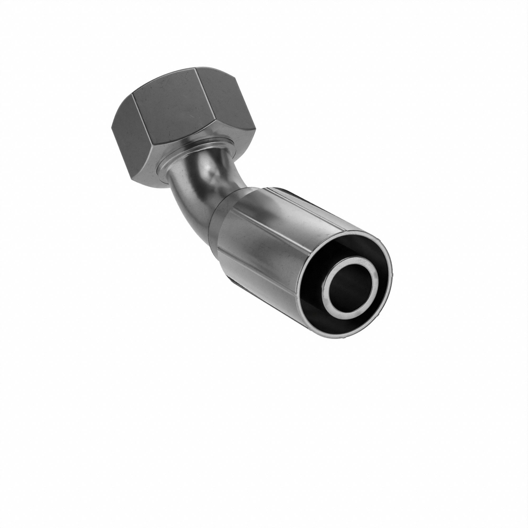 Hydraulic Crimp Fitting: Steel x Steel, 45° Elbow, -12 For Hose Dash Size, Metric x Crimp