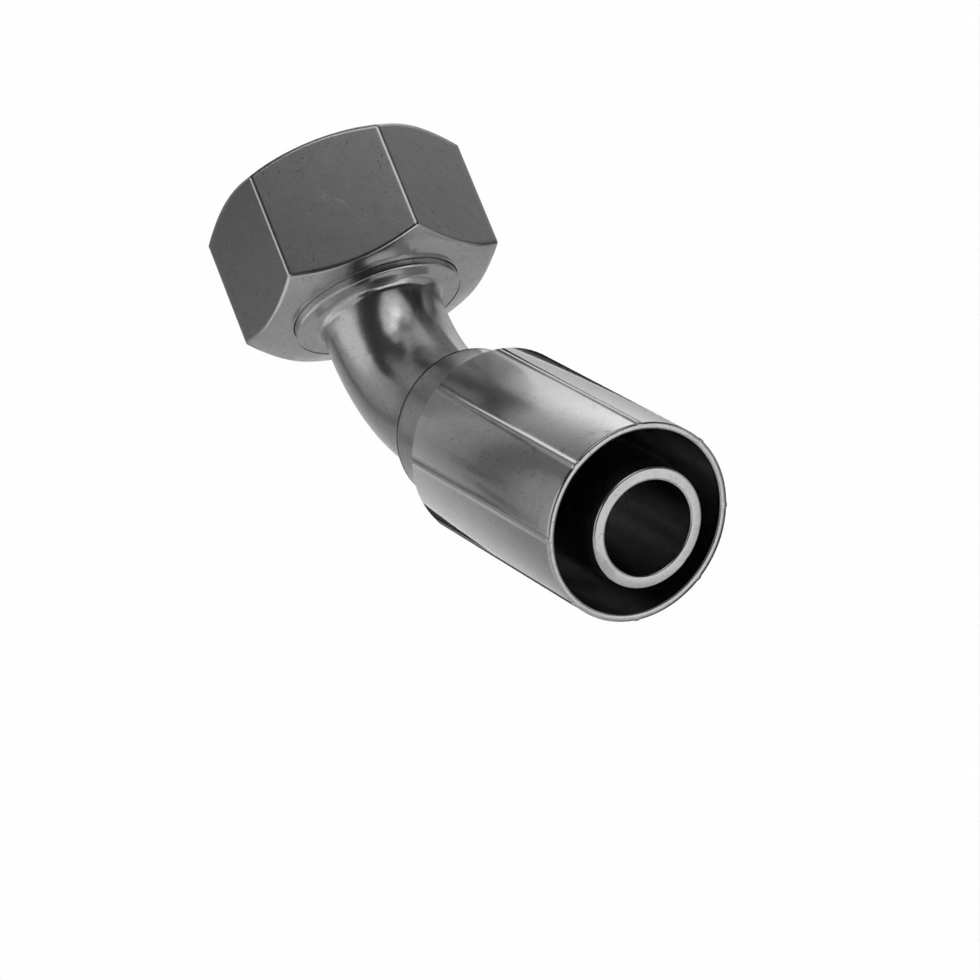 Hydraulic Crimp Fitting: Steel x Steel, 45° Elbow, -16 For Hose Dash Size, Metric x Crimp