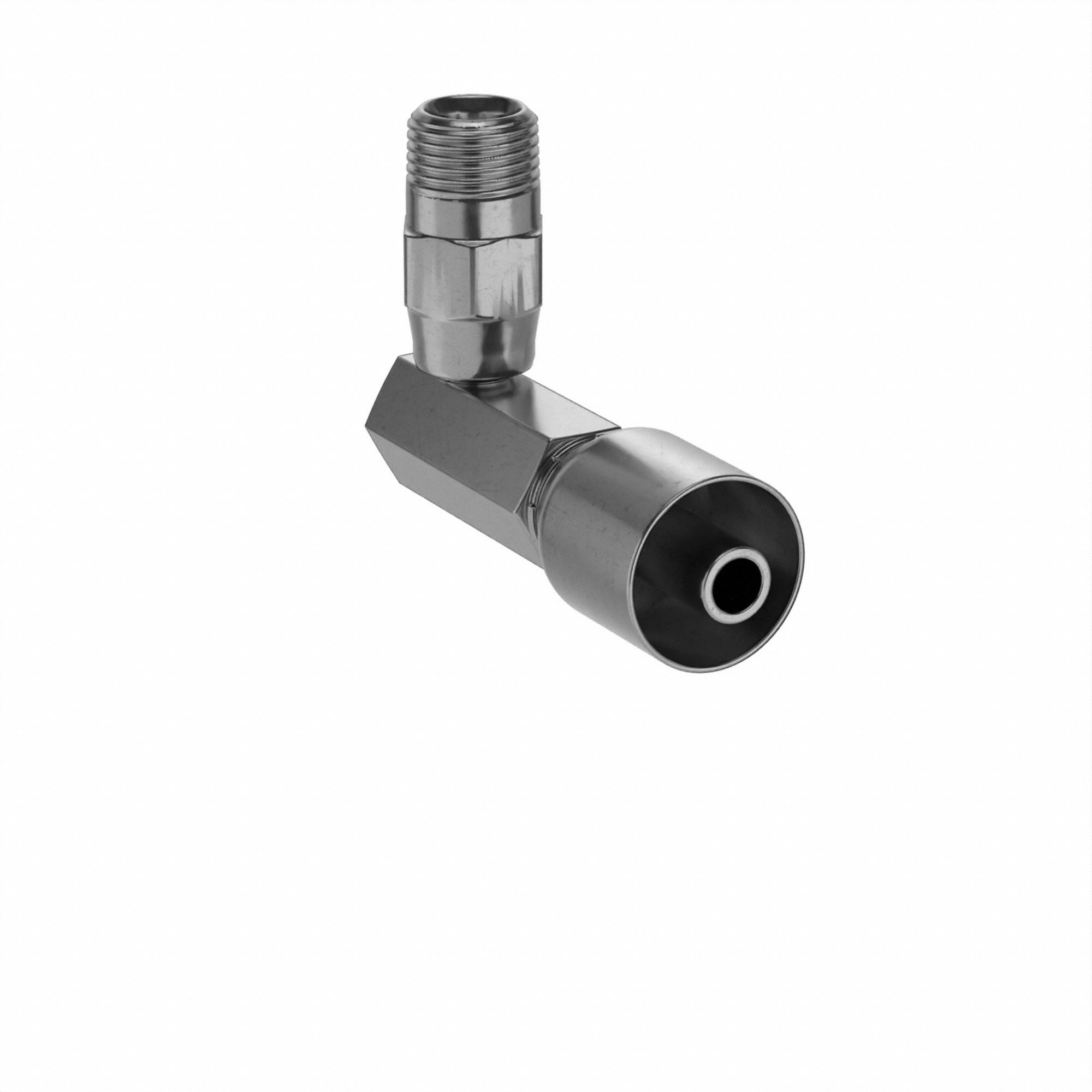 Hydraulic Crimp Fitting: Steel x Steel, 90° Elbow, -8 For Hose Dash Size, Male x Genderless
