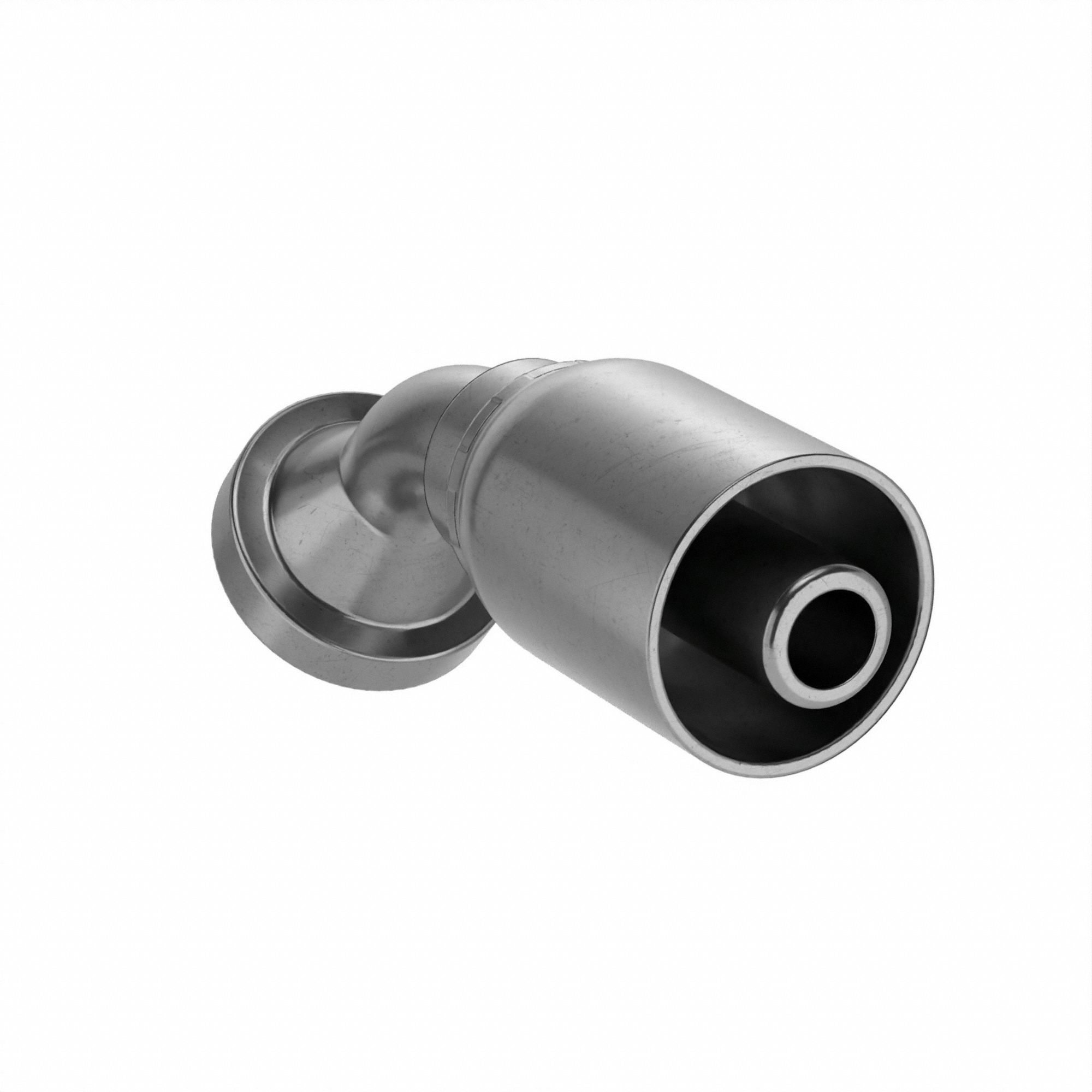 HYDRAULIC HOSE FITTING, BARBED, SER 77U, CRIMPED, 45 °  ELBOW, FLANGE HEAD, 1/2 IN, STEEL