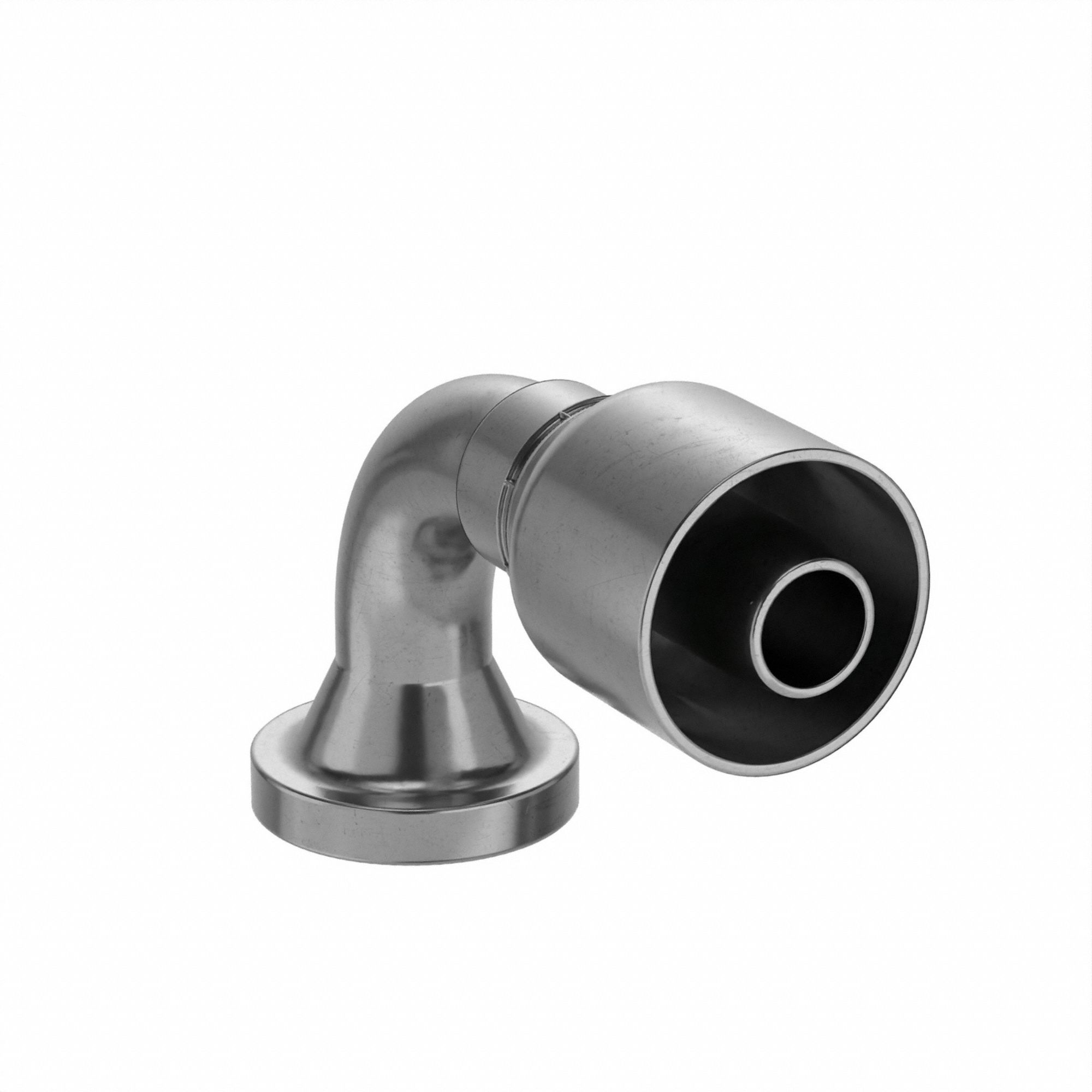 HYDRAULIC HOSE FITTING, BARBED, CRIMPED, 90 °  ELBOW, FLANGE HEAD, CODE 61, 3/4 IN, STEEL