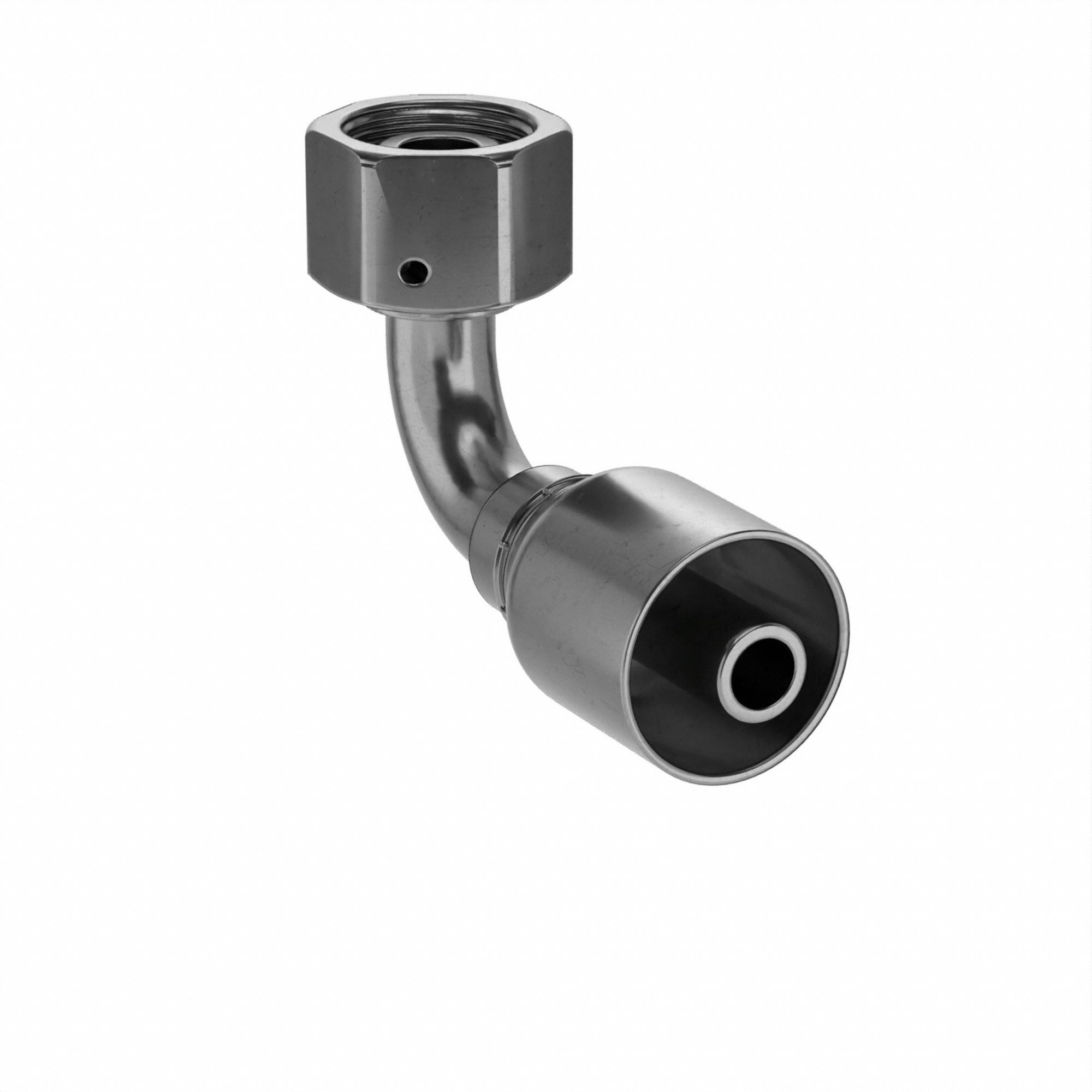 Hydraulic Crimp Fitting: Steel x Steel, 90° Elbow, -8 For Hose Dash Size, Female x Genderless