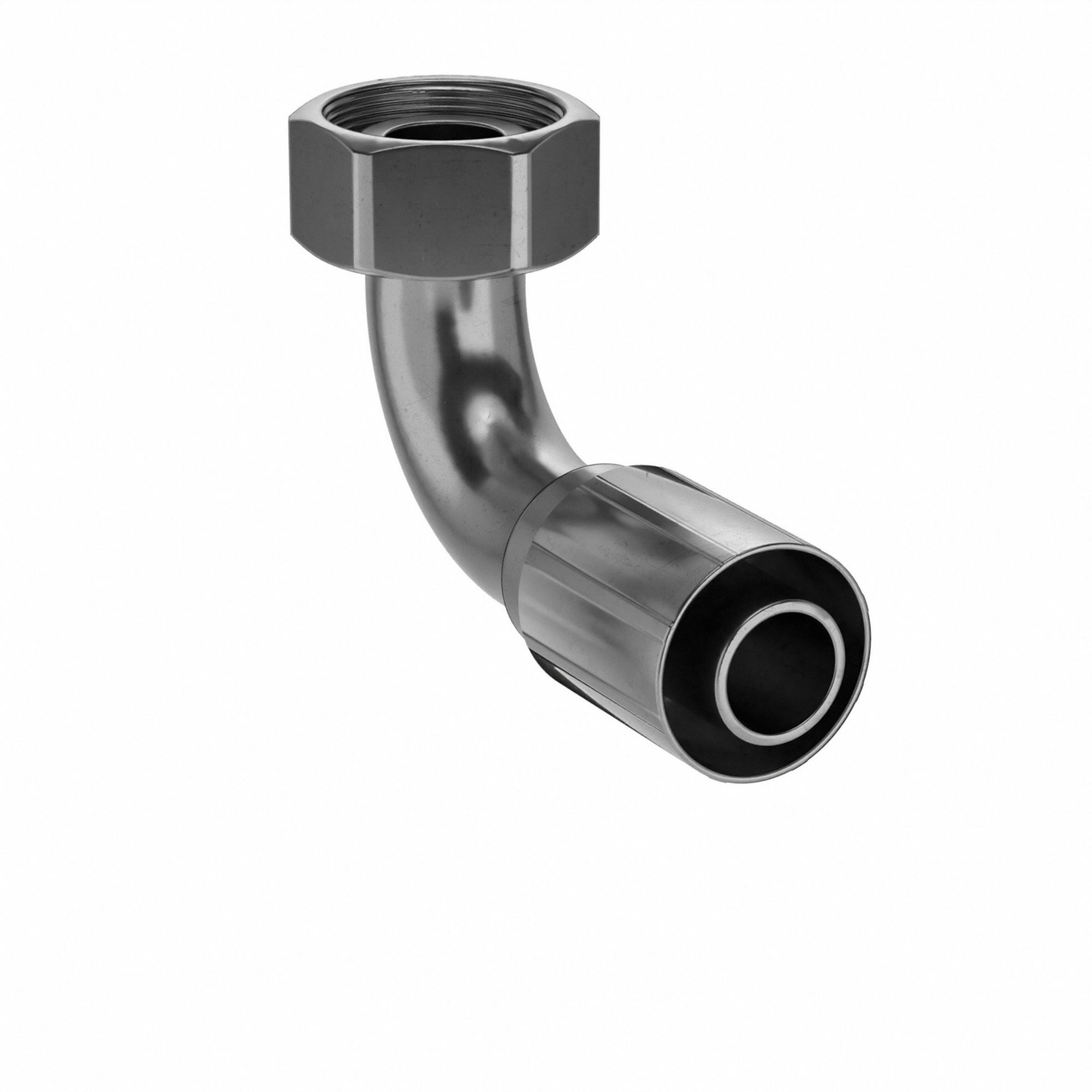 Hydraulic Crimp Fitting: Steel x Steel, 90° Elbow, -20 For Hose Dash Size, Metric x Crimp