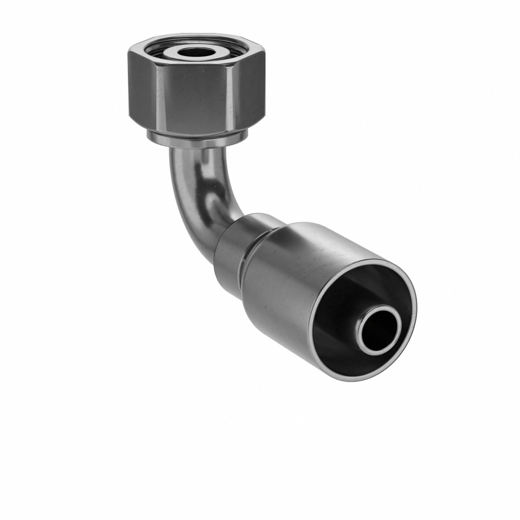 Hydraulic Crimp Fitting: Steel x Steel, 90° Elbow, -10 For Hose Dash Size, Metric x Crimp