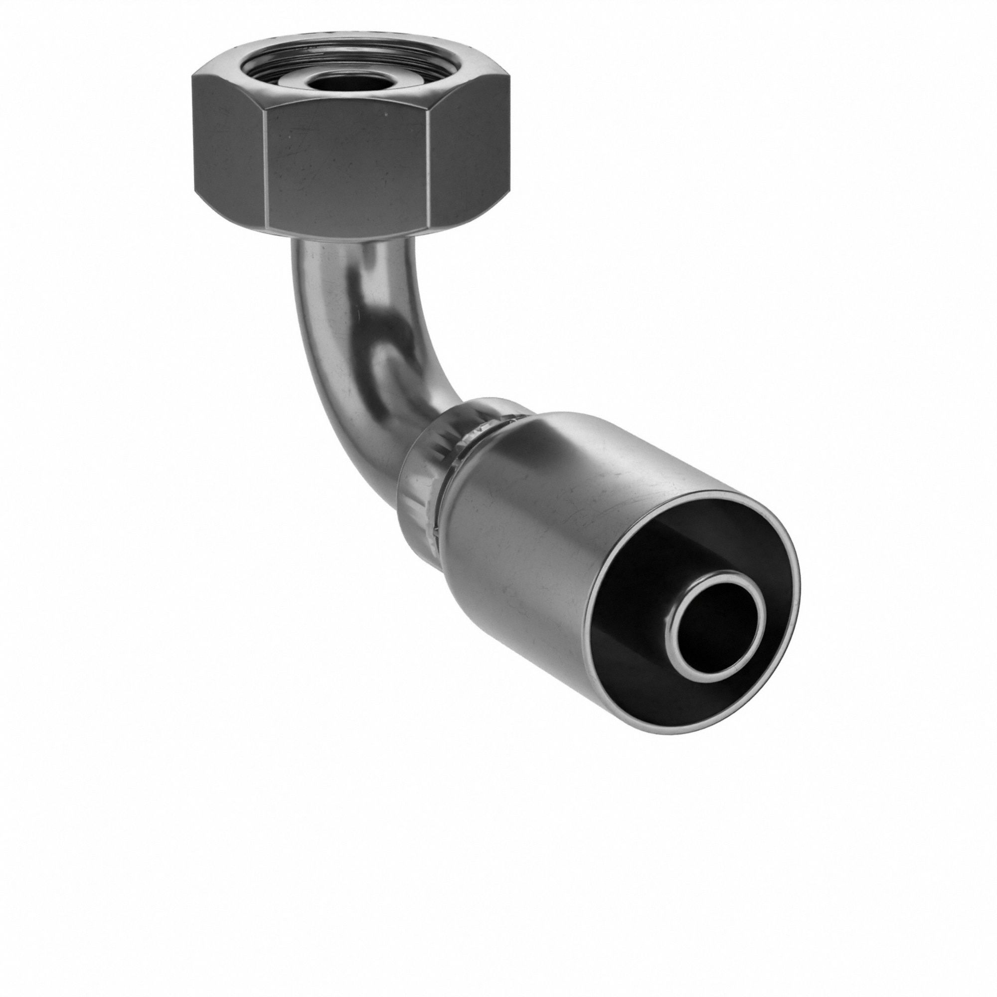 Hydraulic Crimp Fitting: Steel x Steel, 90° Elbow, -12 For Hose Dash Size, Metric x Crimp