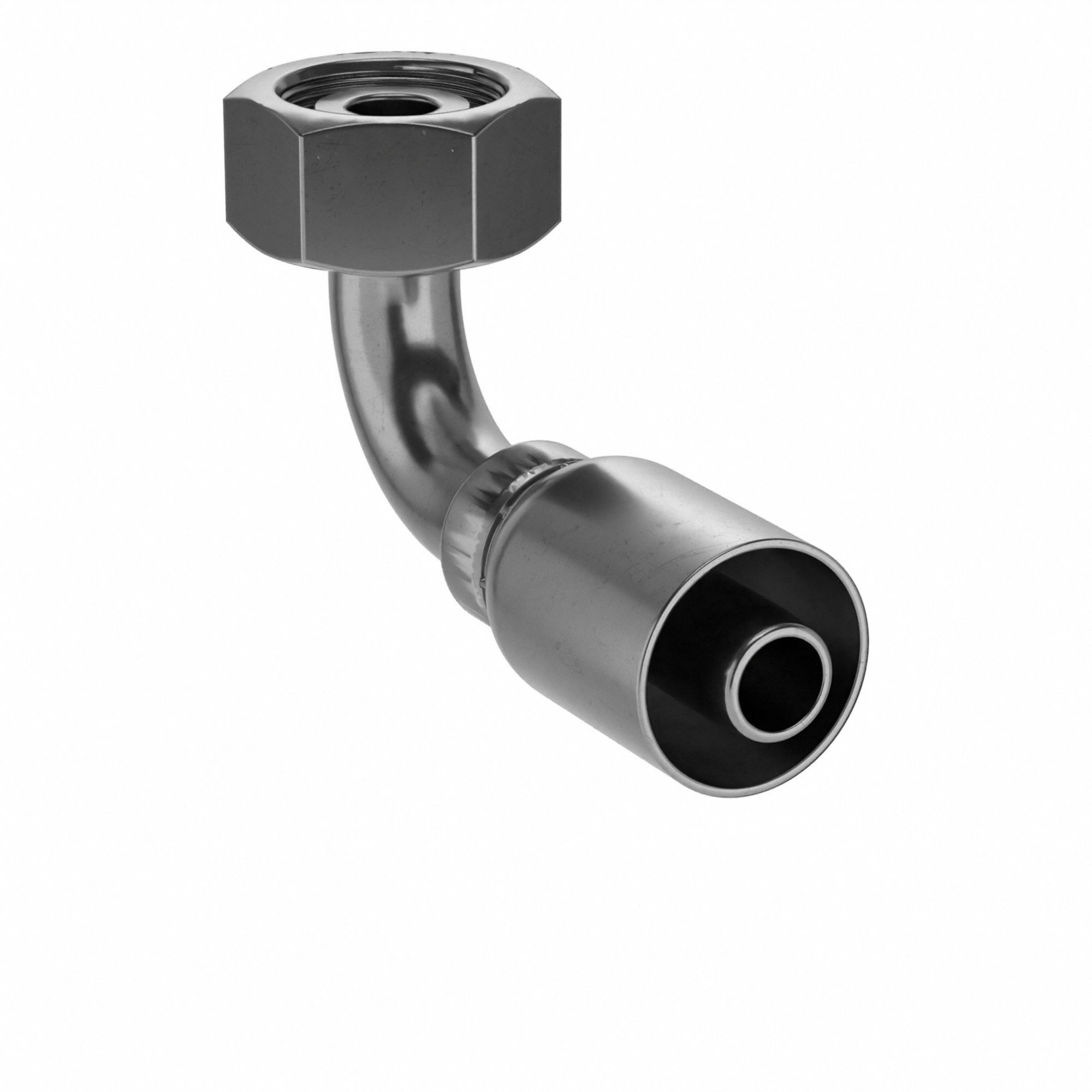 Hydraulic Crimp Fitting: Steel x Steel, 90° Elbow, -16 For Hose Dash Size, Metric x Crimp
