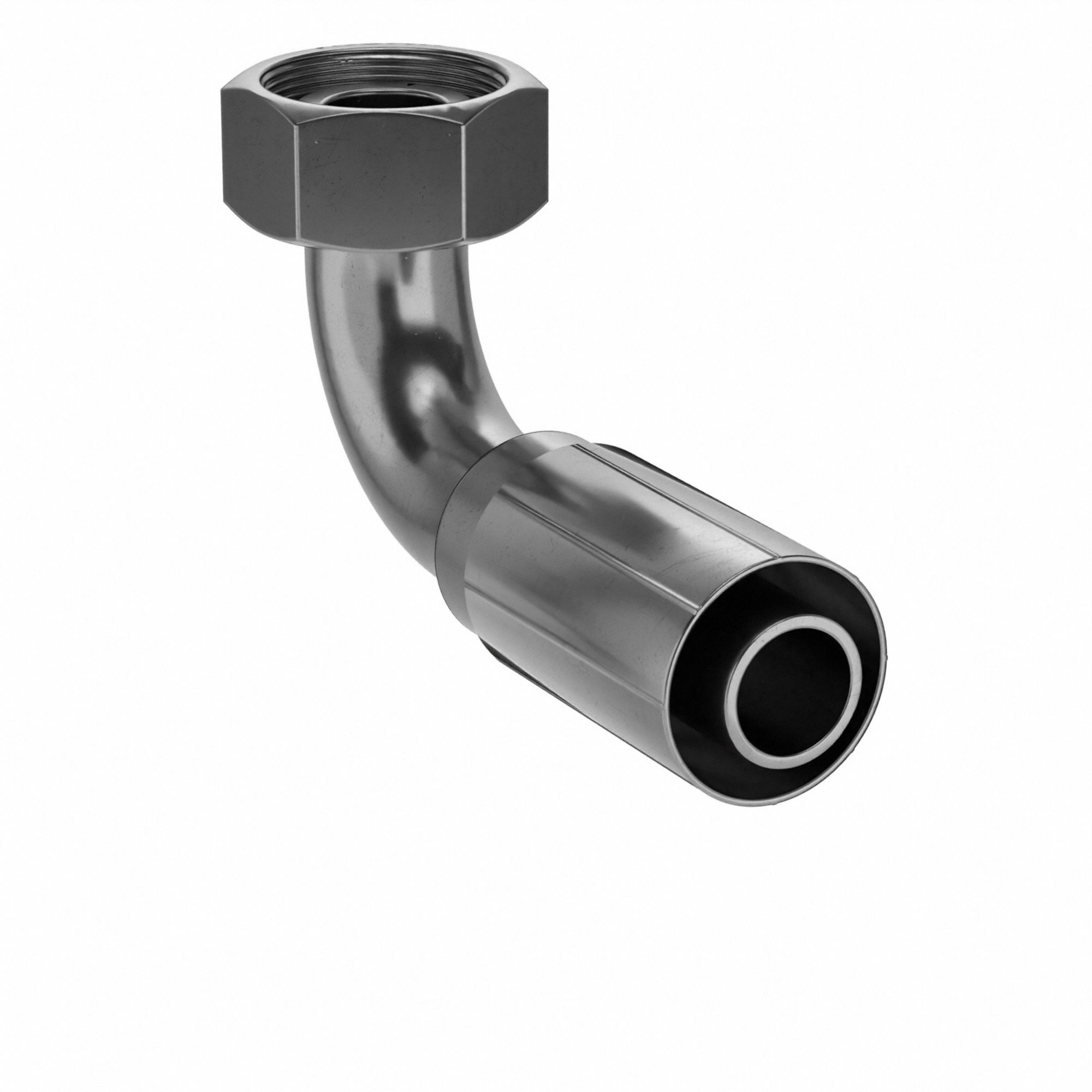Hydraulic Crimp Fitting: Steel x Steel, 90° Elbow, -20 For Hose Dash Size, Metric x Crimp