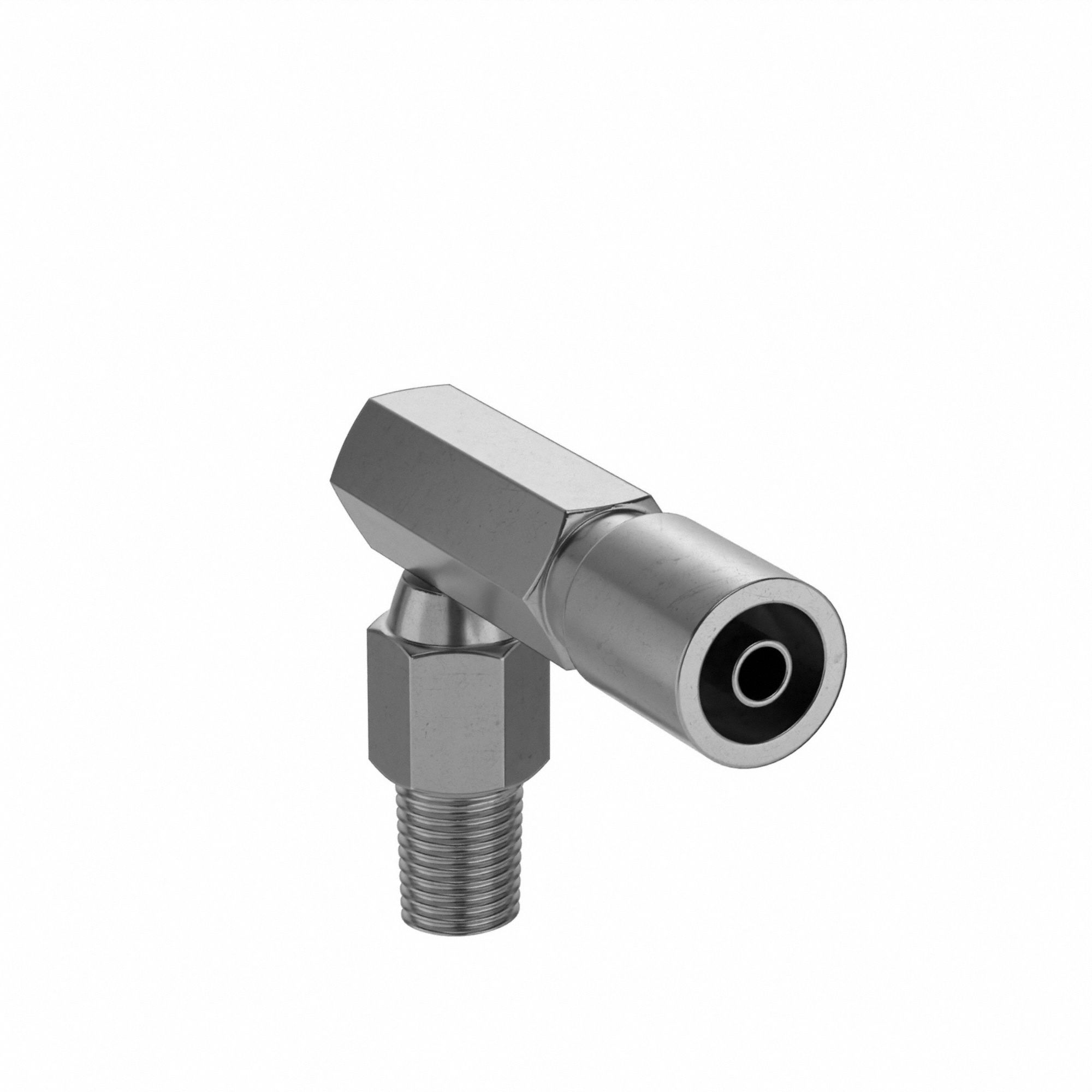 Hydraulic Crimp Fitting: Steel x Steel, 90° Elbow, -4 For Hose Dash Size, Male x Genderless