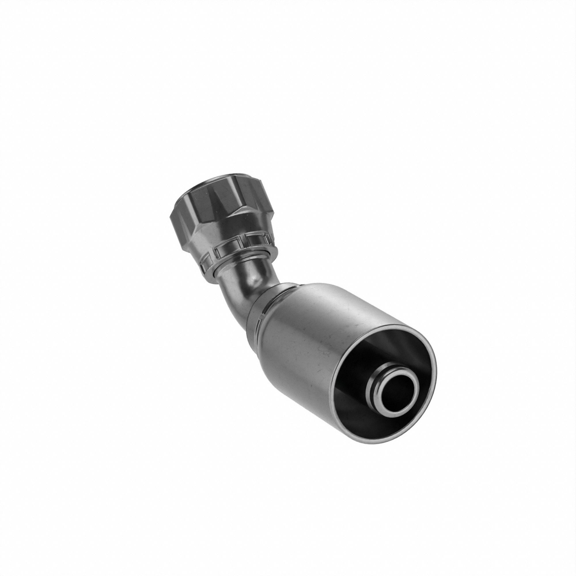Hydraulic Crimp Fitting: Steel x Steel, 45° Elbow, -8 For Hose Dash Size, Female x Genderless