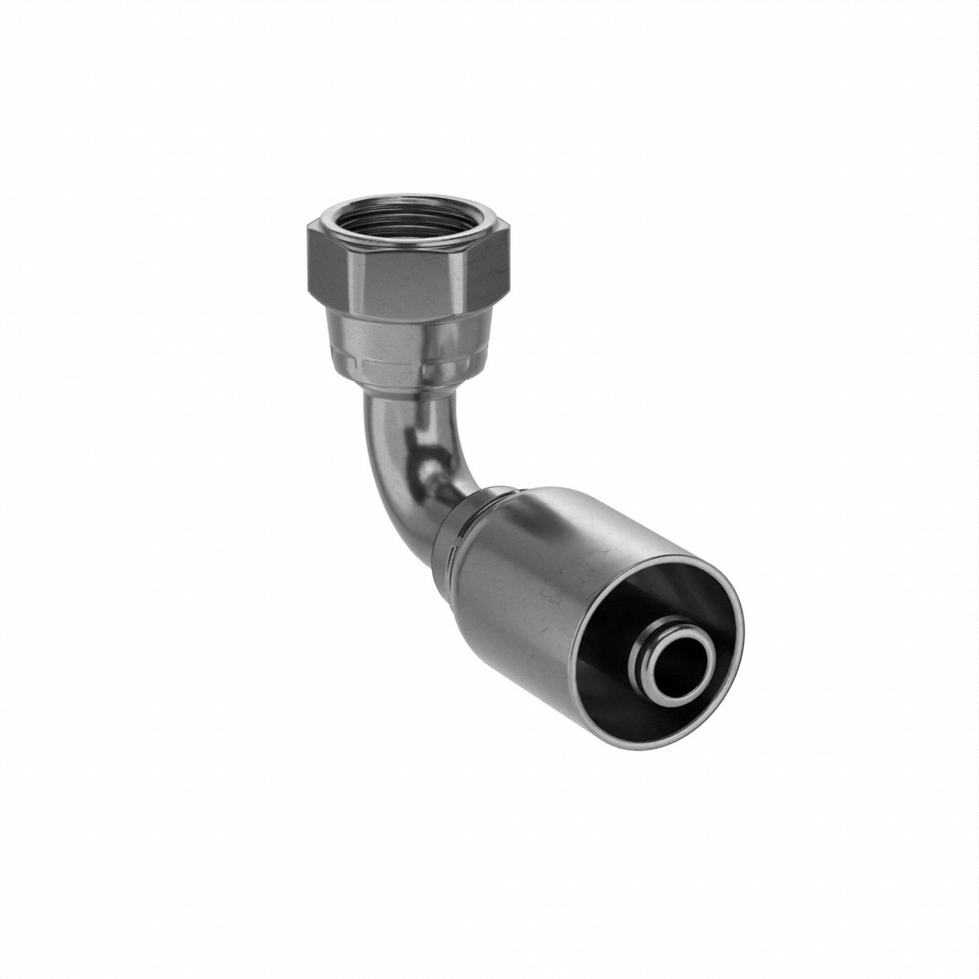 Hydraulic Crimp Fitting: Steel x Steel, 90° Elbow, -8 For Hose Dash Size, Female x Genderless
