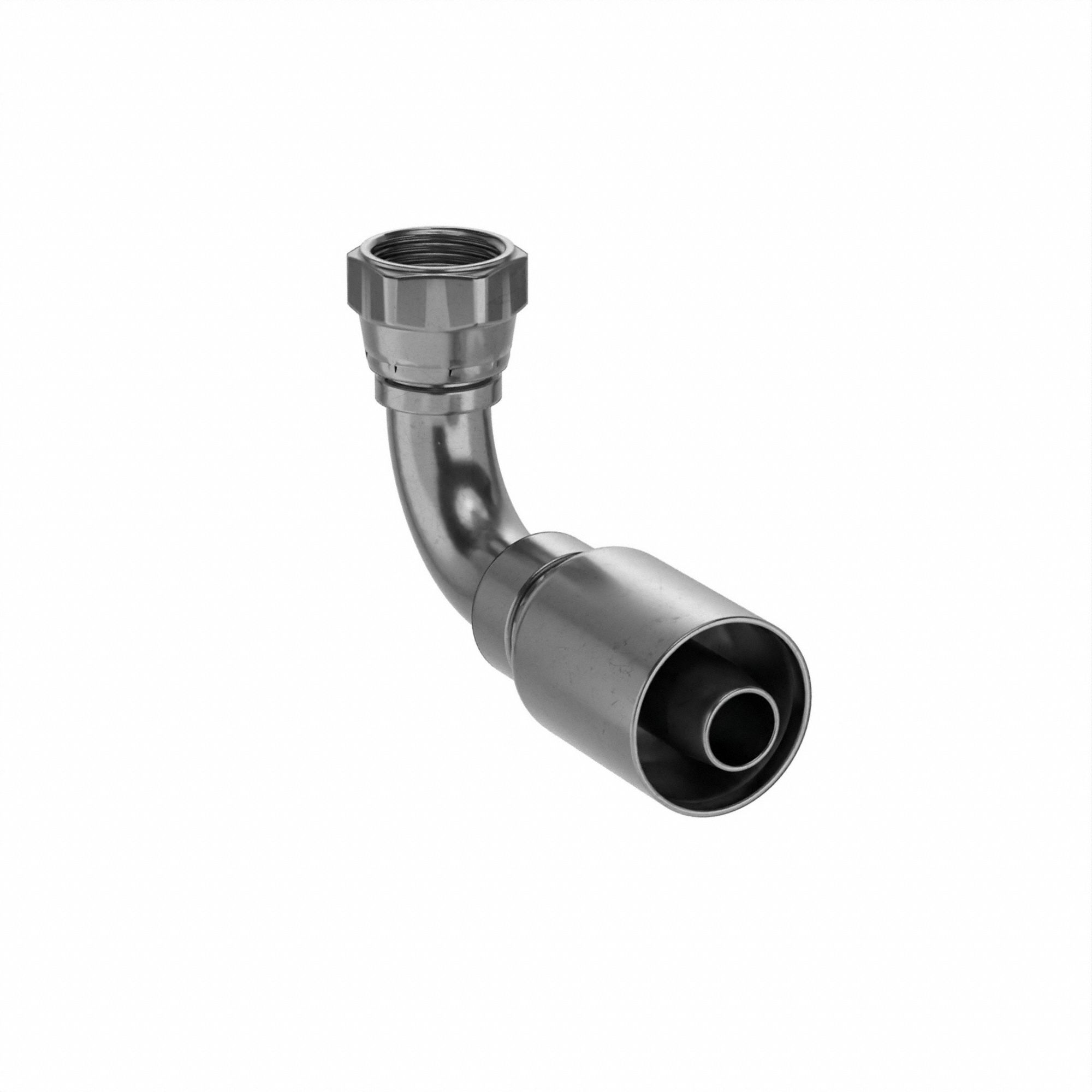 Hydraulic Crimp Fitting: Steel x Steel, 90° Elbow, -12 For Hose Dash Size, JIC x Crimp