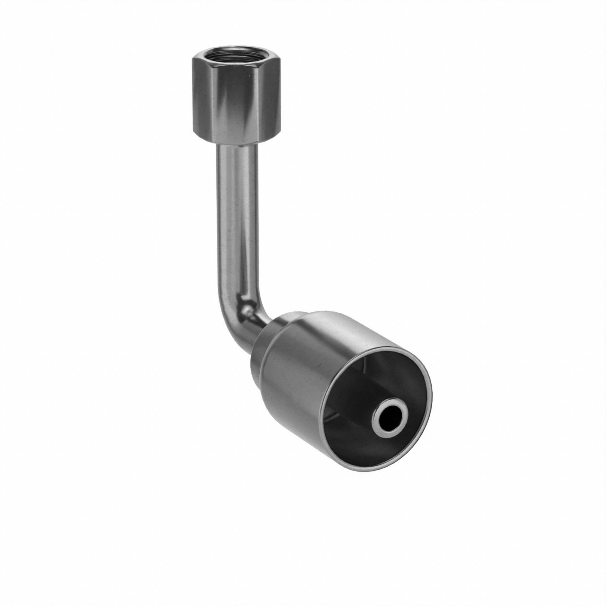 Hydraulic Crimp Fitting: Steel x Steel, 90° Long Elbow, -6 For Hose Dash Size, JIC x Crimp