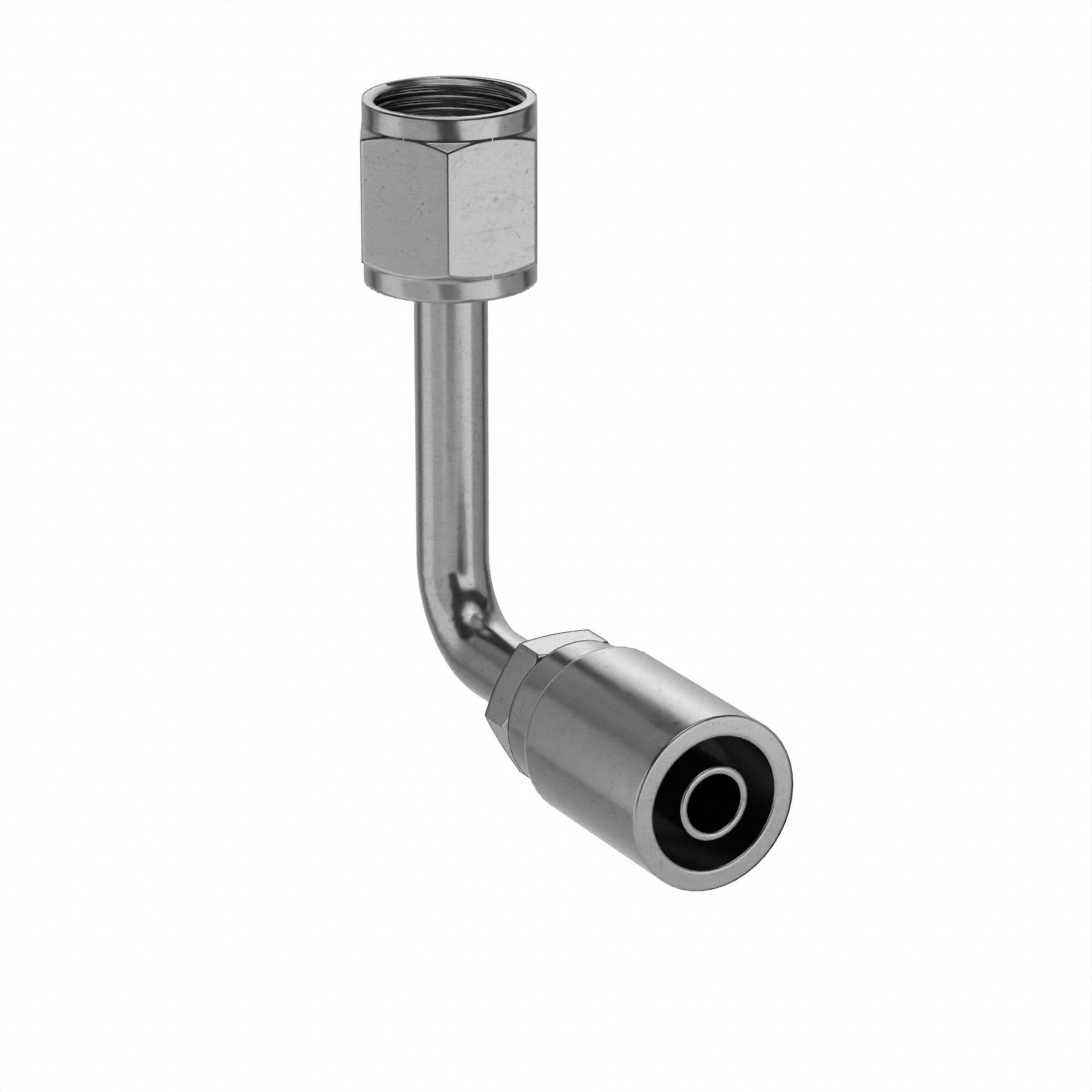 RAC DE TUY HYDR,CANNELÉ,SERTIR,LONGUE PERTE DE 90 ° ,FEM,JIC,PIVOT,3/8 PO X 3/4POS-16,ST