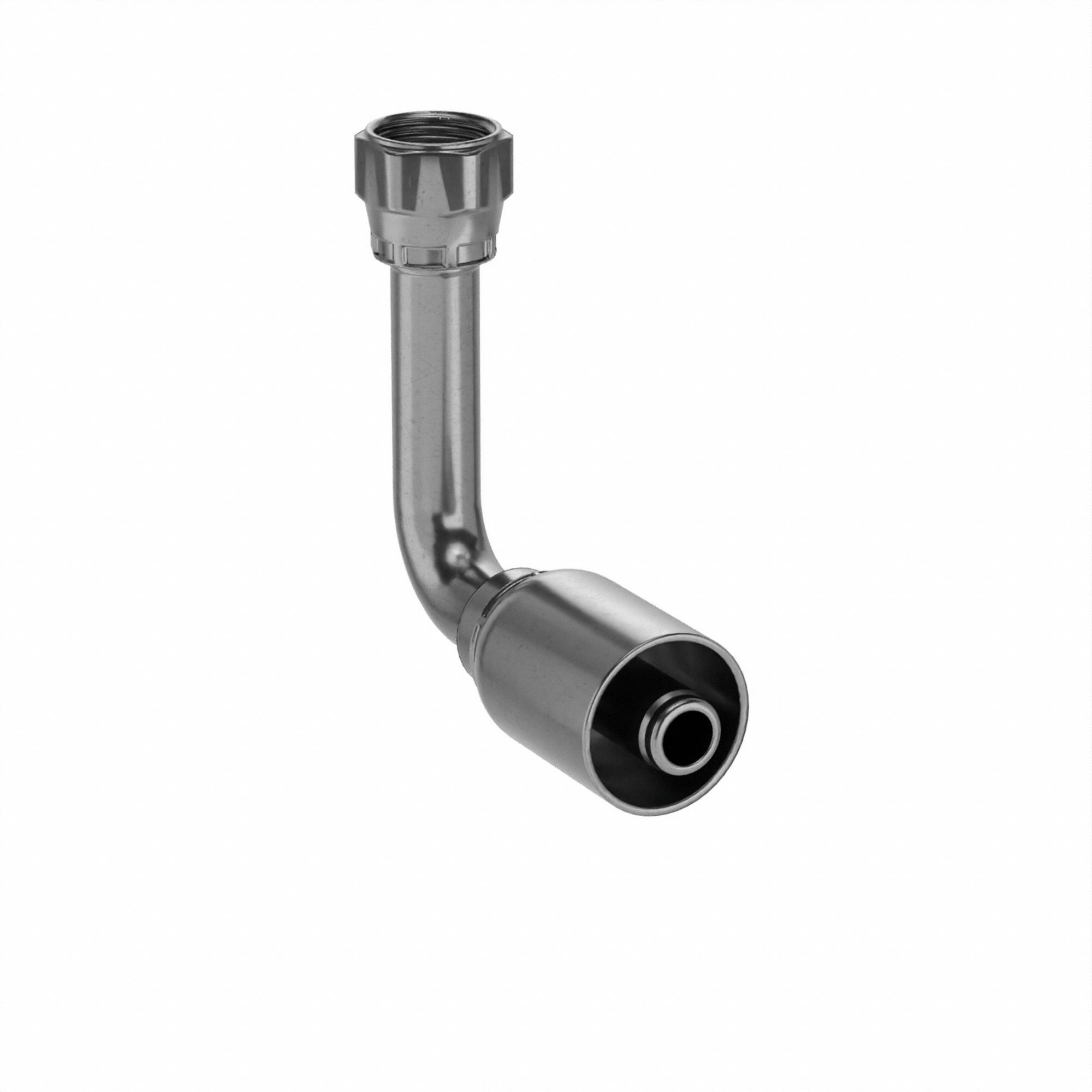 Hydraulic Crimp Fitting: Steel x Steel, 90° Long Elbow, -8 For Hose Dash Size, JIC x Crimp
