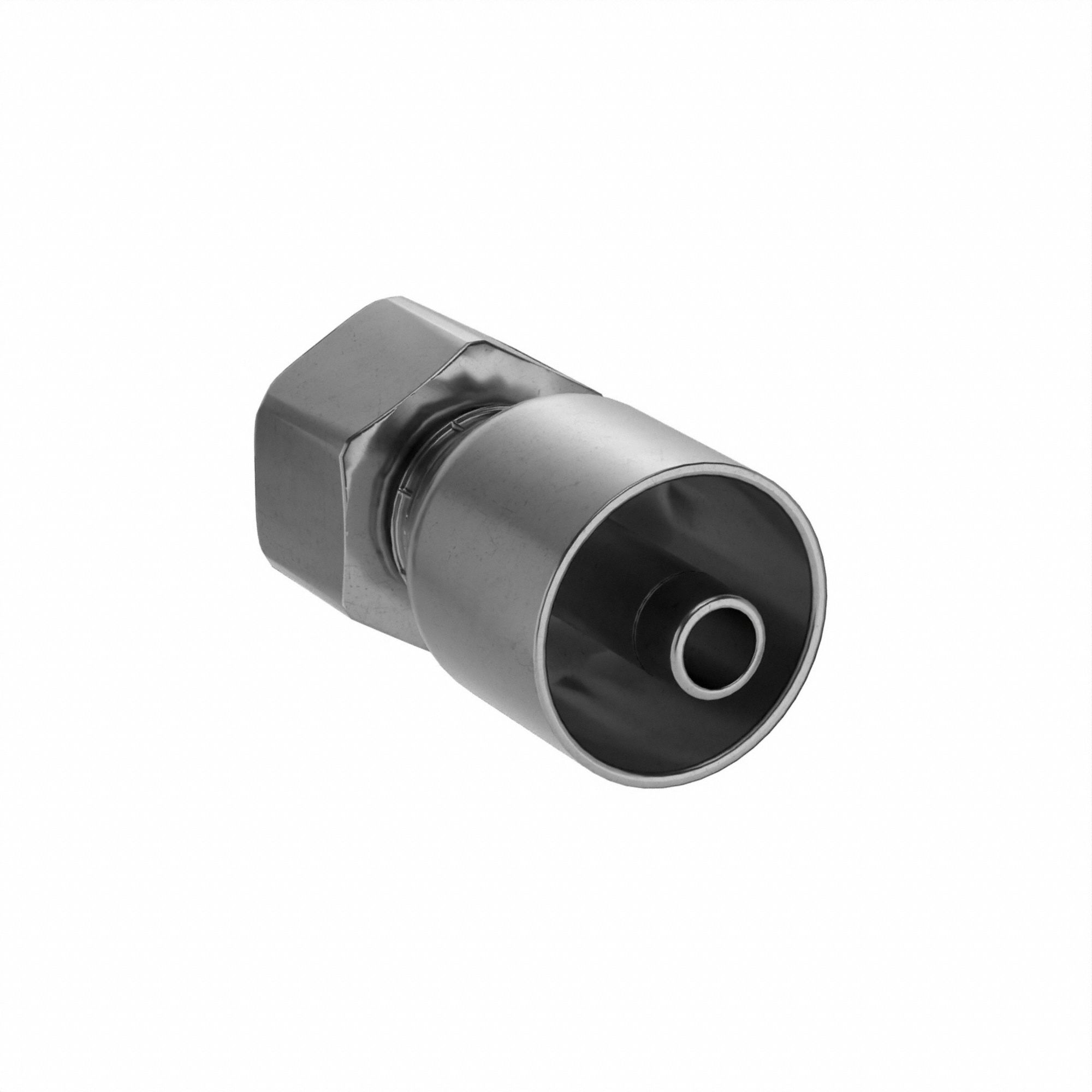 Hydraulic Crimp Fitting: Steel x Steel, Straight, -6 For Hose Dash Size, Female x Genderless