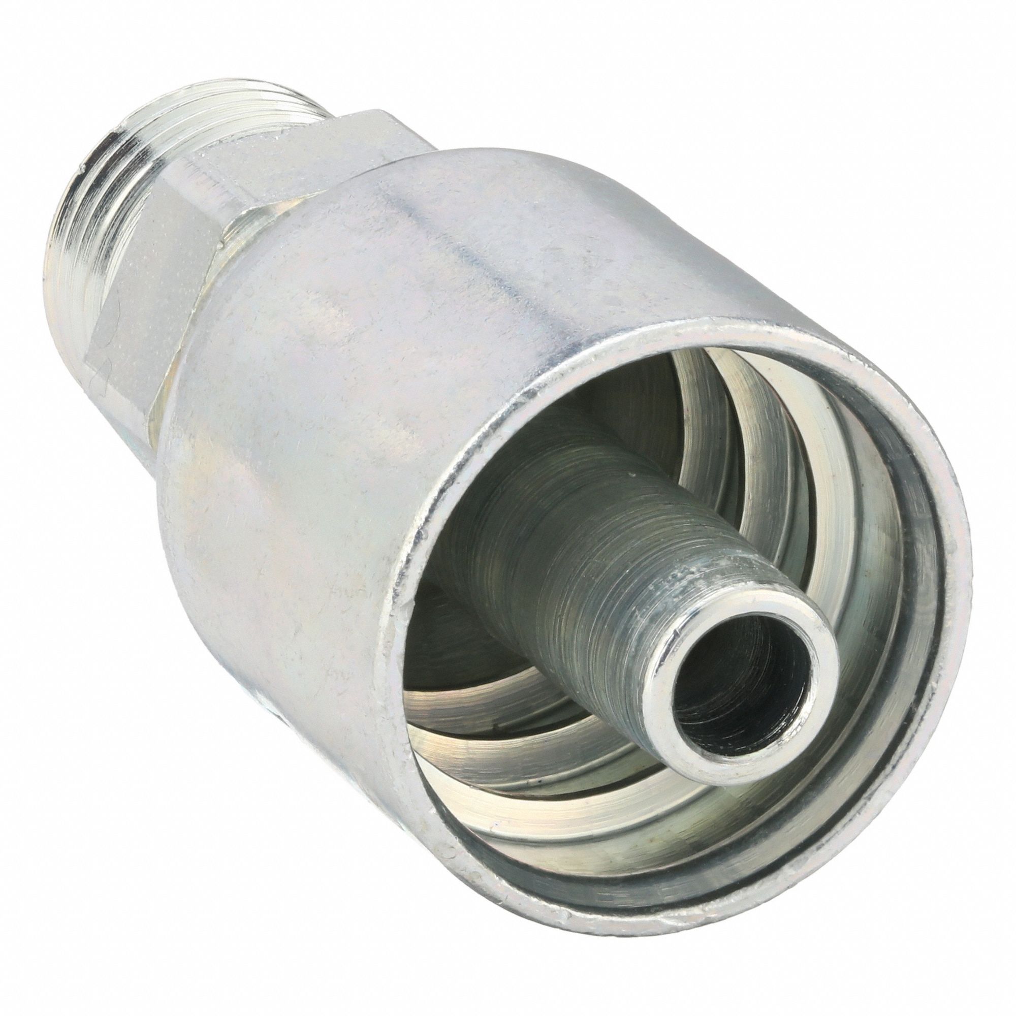 Hydraulic Crimp Fitting: Steel x Steel, Straight, -6 For Hose Dash Size, Male x Genderless